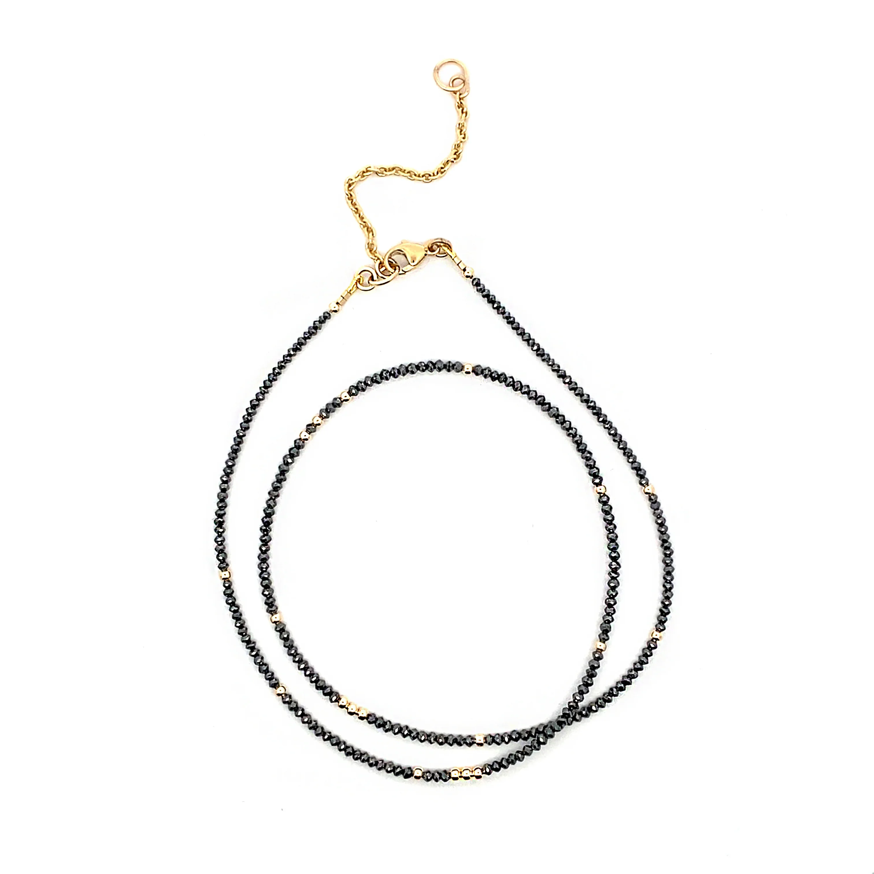 14k Black Diamond Beads Adjustable 16-18 Necklace 10TCW - Image 2