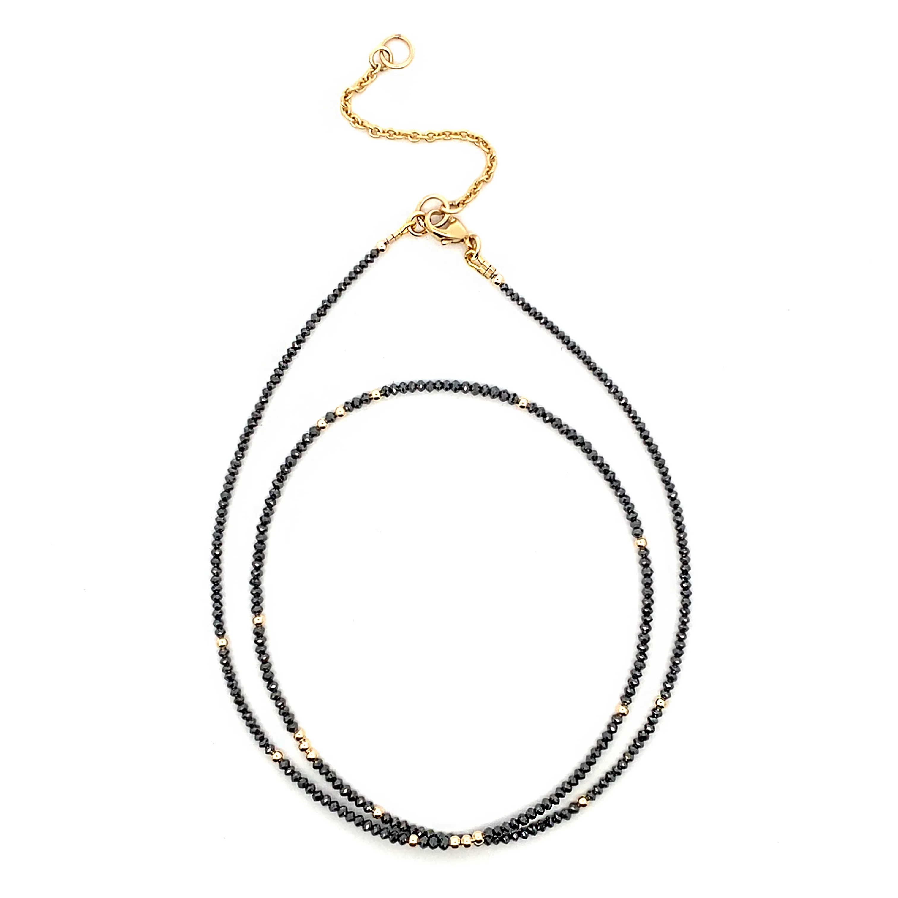 14k Black Diamond Beads Adjustable 18-20 Necklace - Image 2