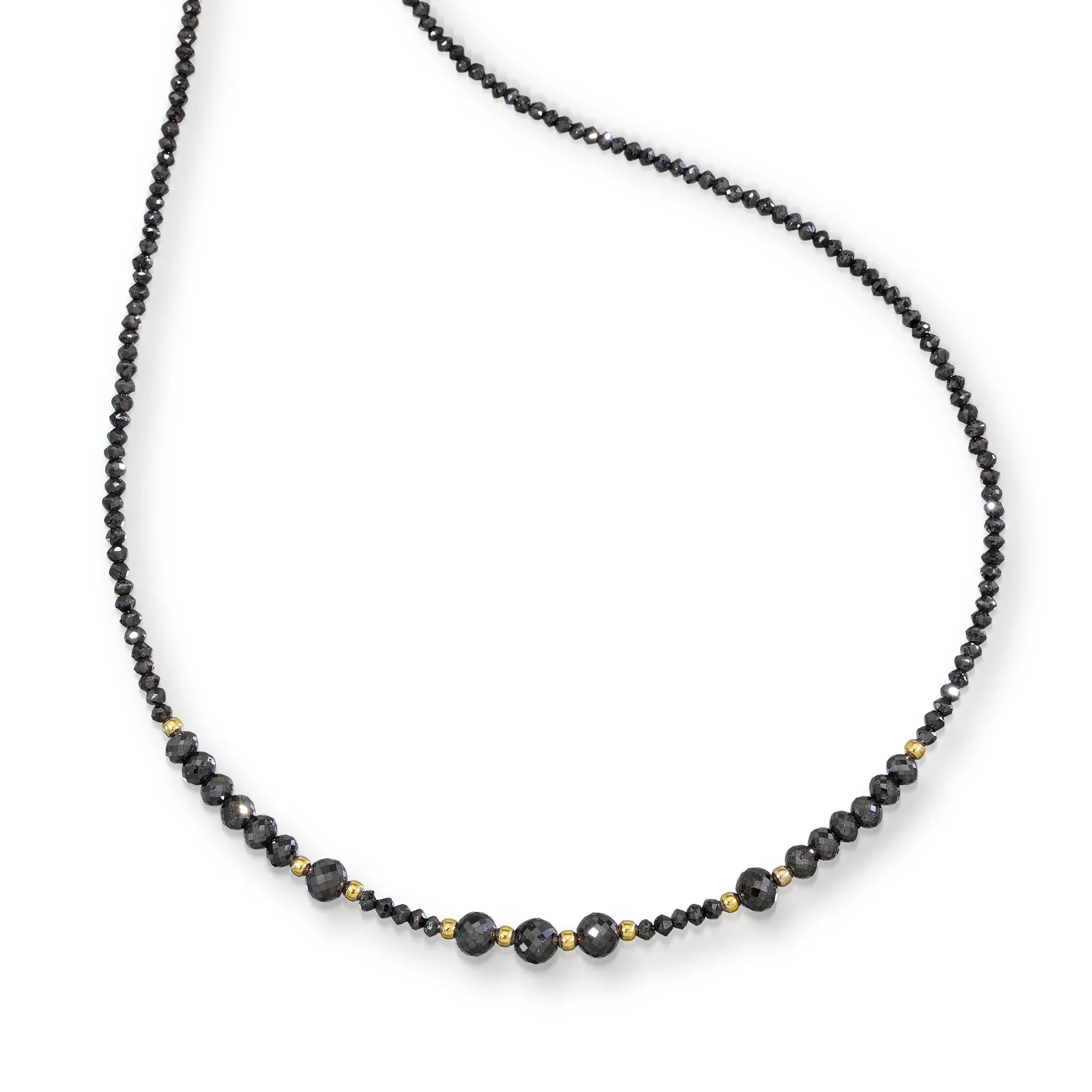 14k Black Diamond Beads Adjustable 16-18 Necklace 15-16TCW - Image 2