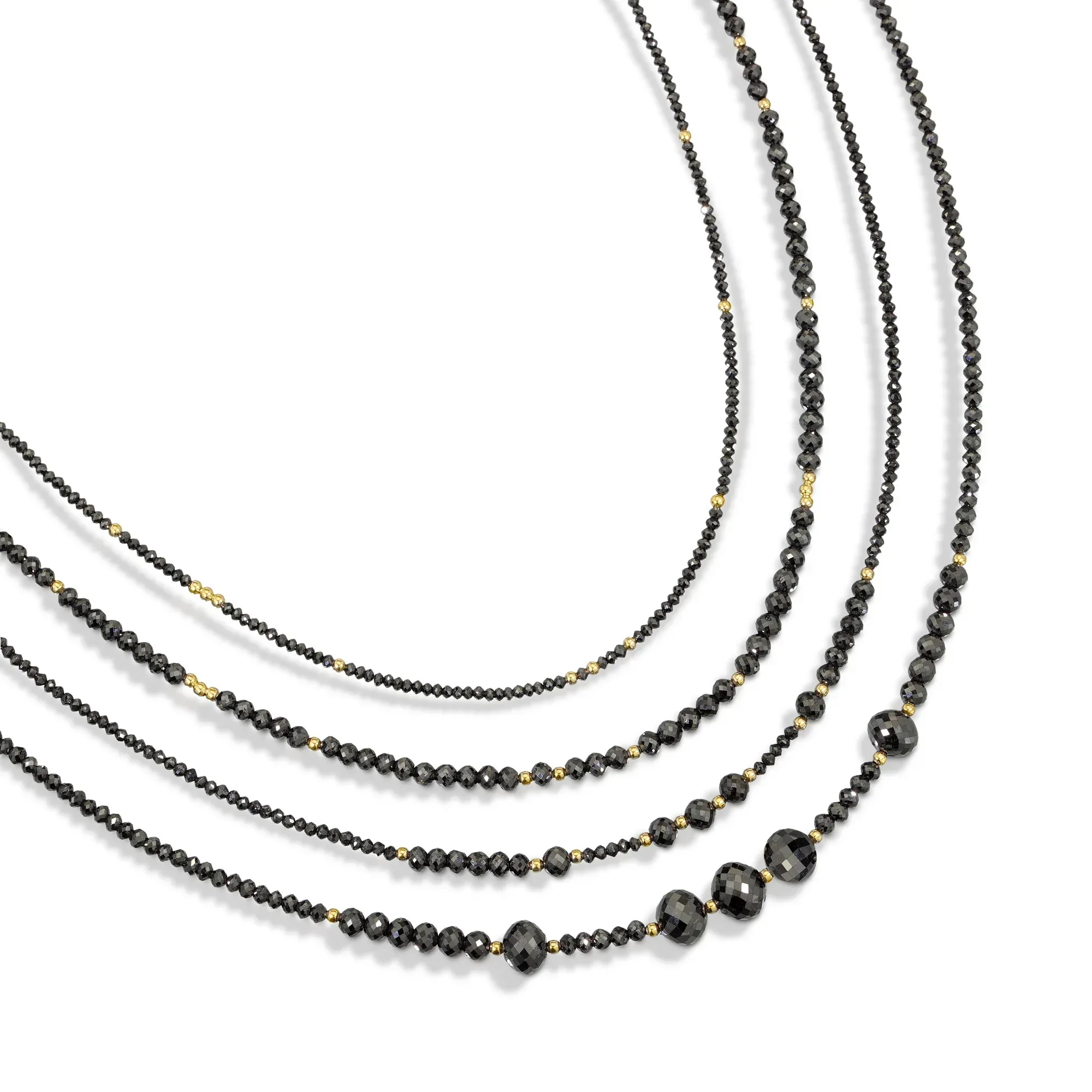 14k Black Diamond Beads Adjustable 16-18 Necklace 38TCW - Image 2