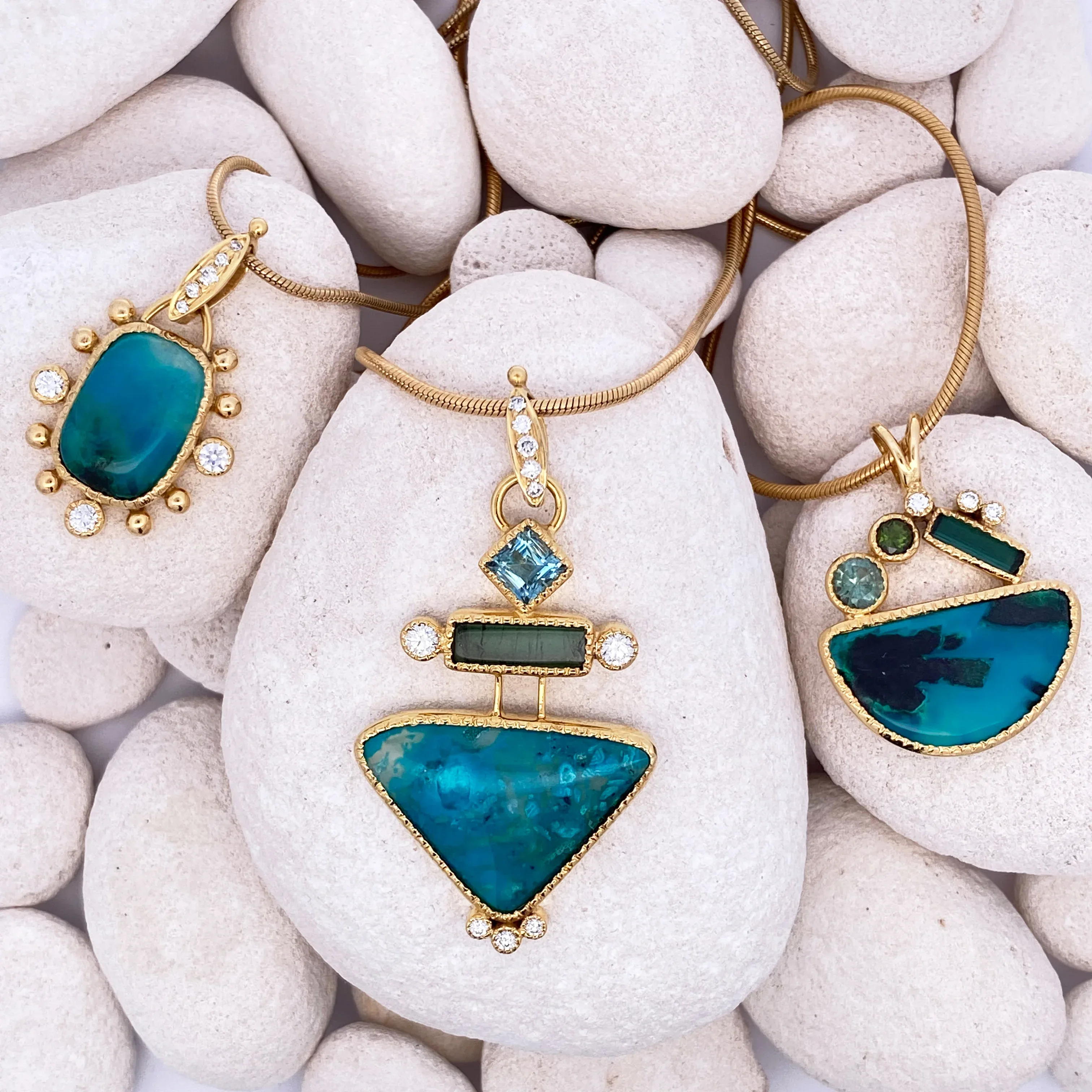 14k Gold Gem Silica and Tourmaline Pendant - Image 5