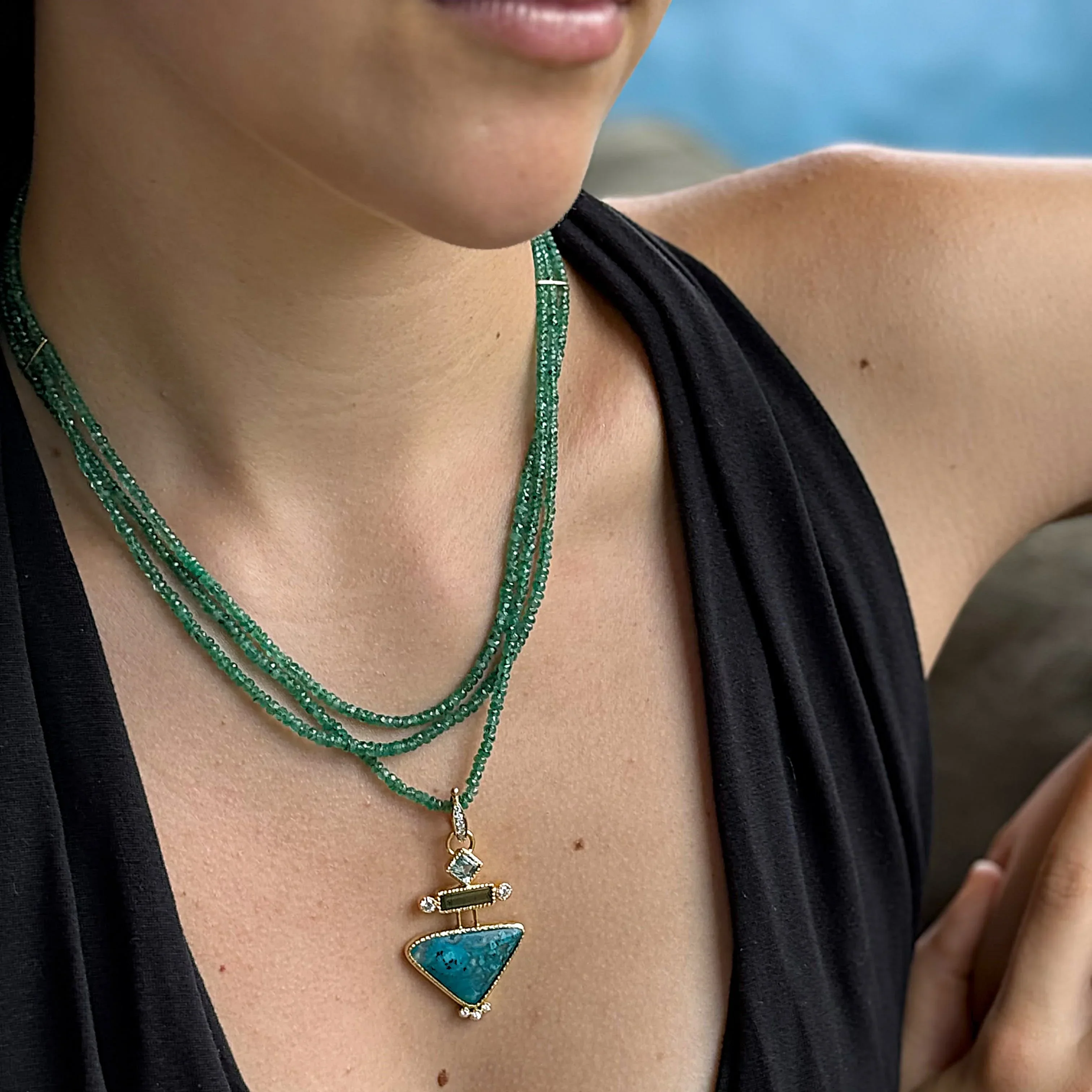 14k Gold Gem Silica and Tourmaline Pendant - Image 6