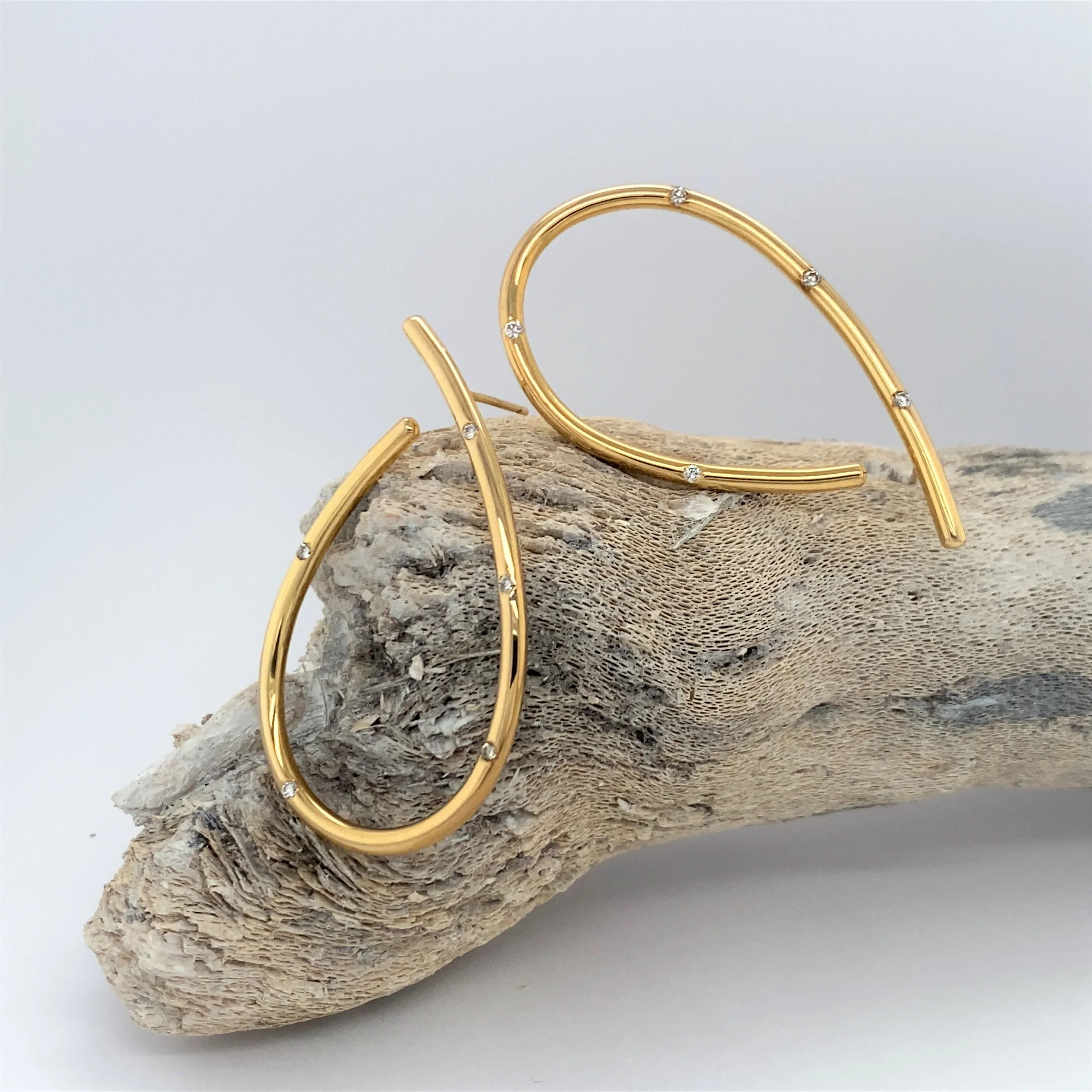 14k J Earrings with White Diamonds - Image 3