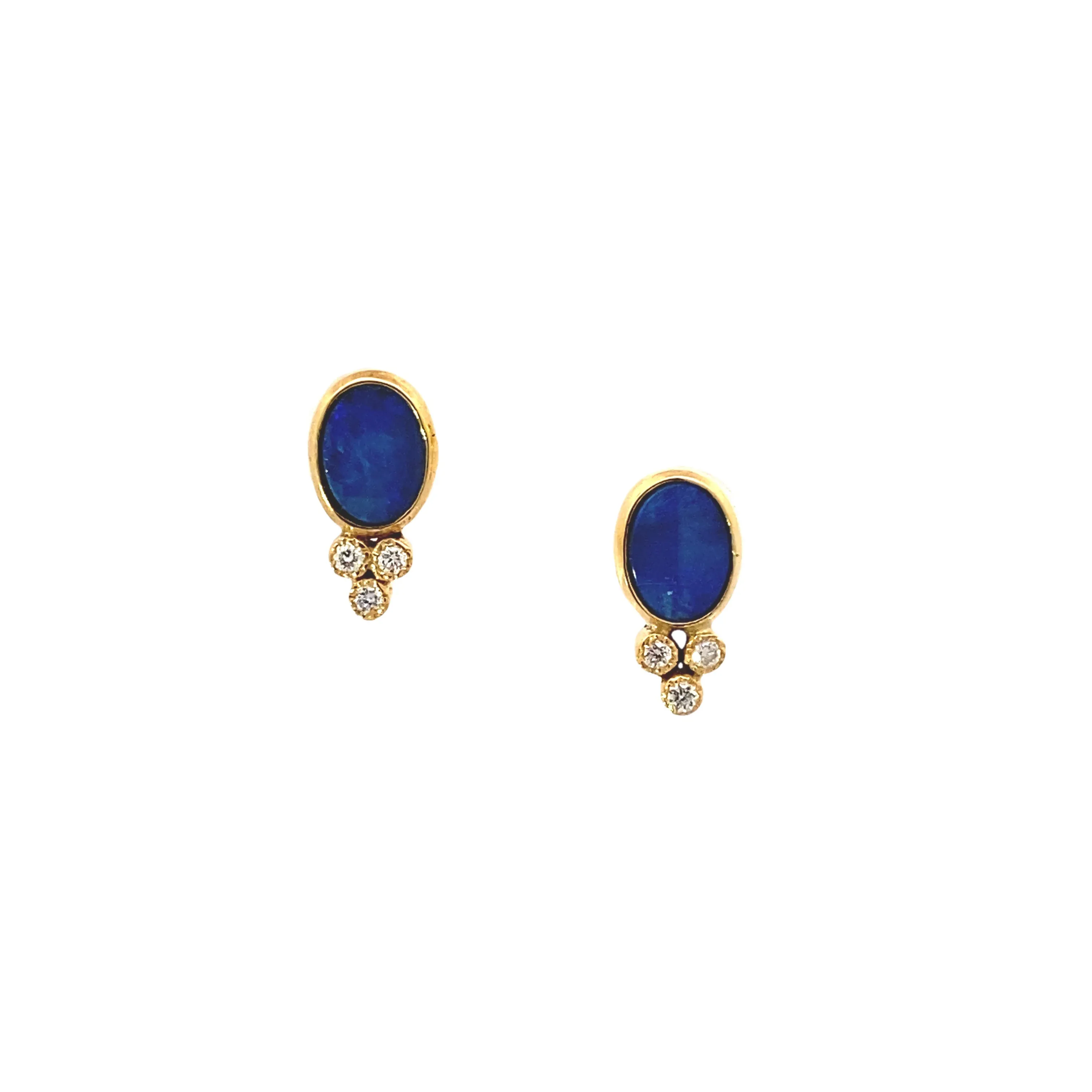14k Gold Opal and Diamond Studs - Image 9