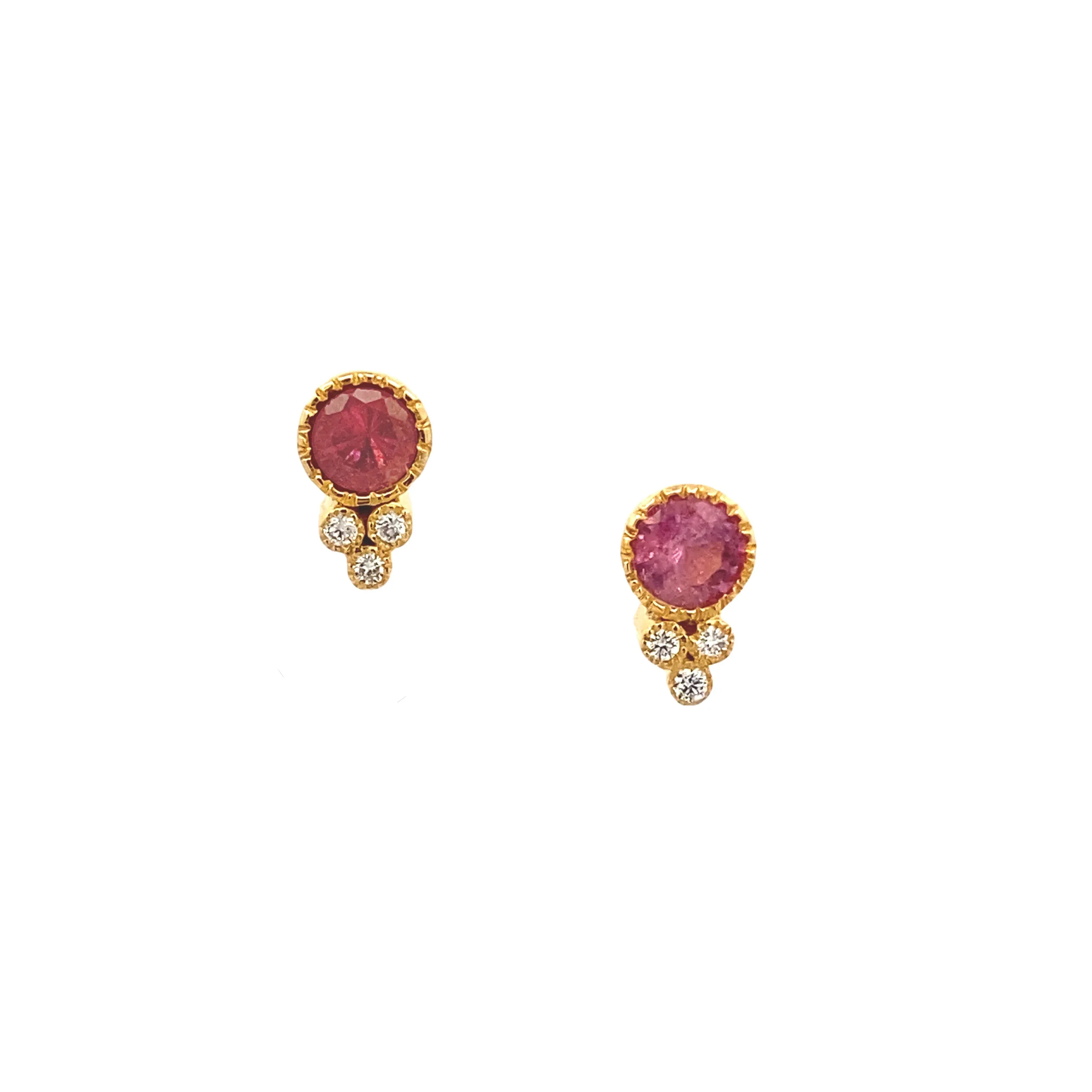 14k Gold Tourmaline and Diamond Studs - Image 7