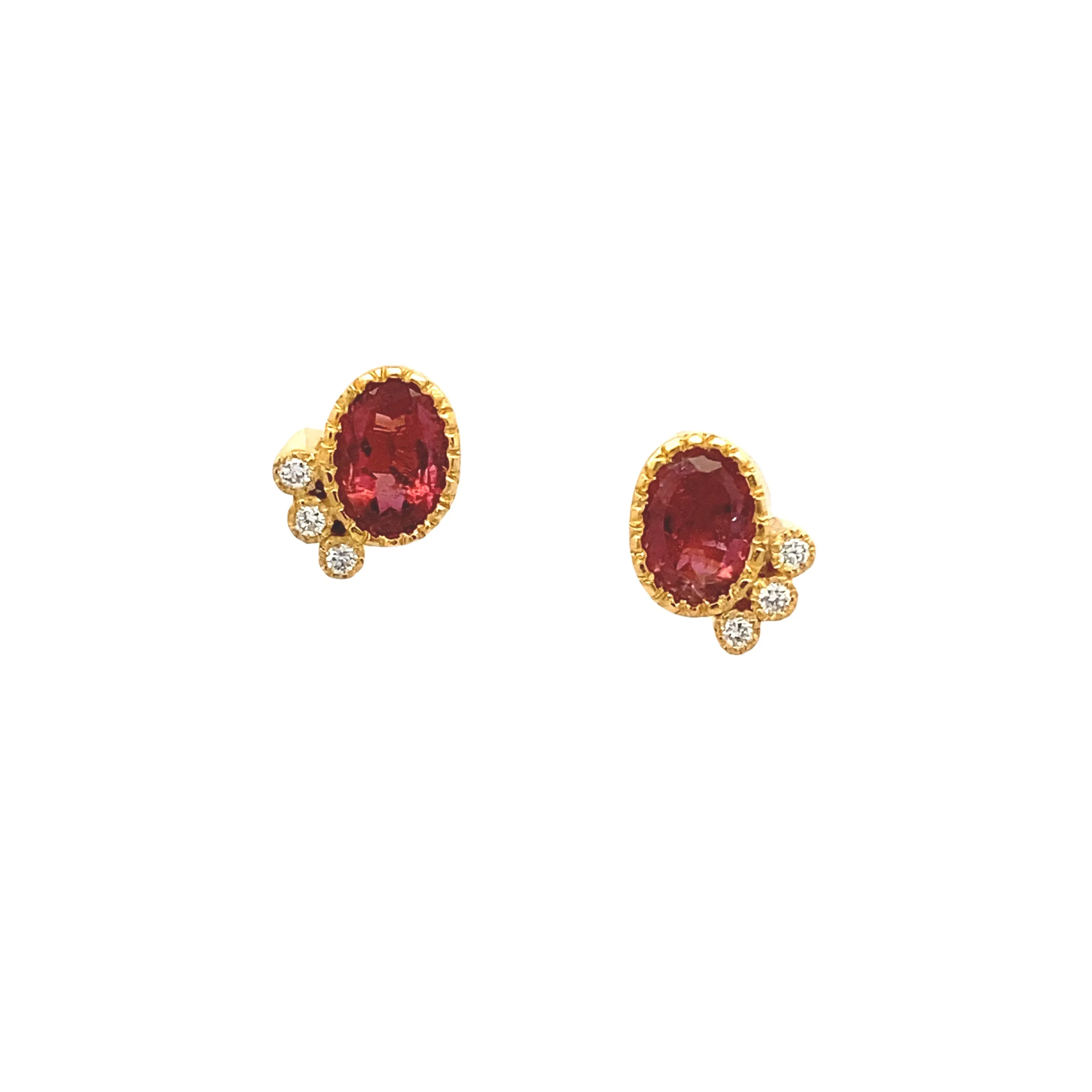 14k Gold Tourmaline and Diamond Studs - Image 9