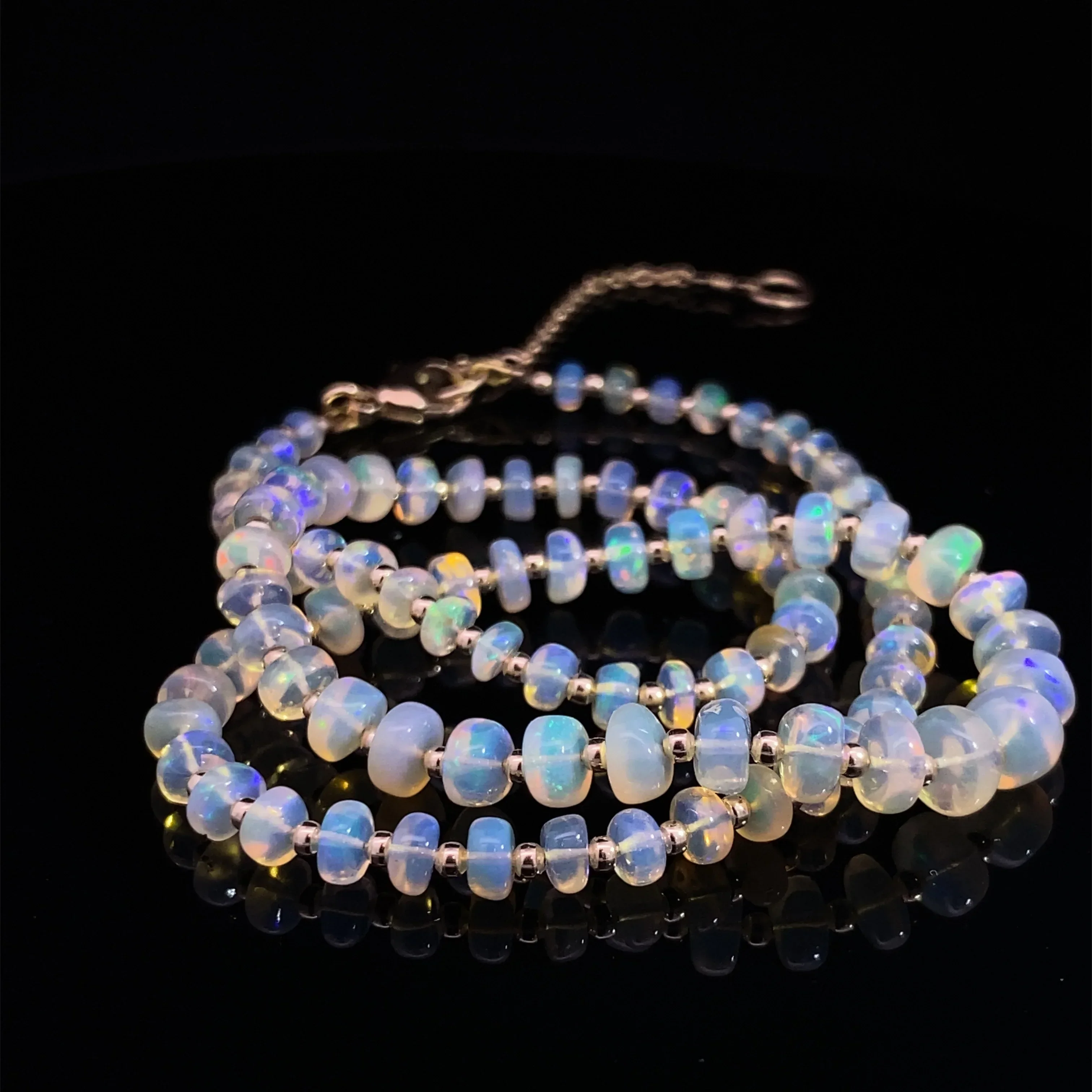 Graduated White Opal 14k Gemstone Necklace - Image 3