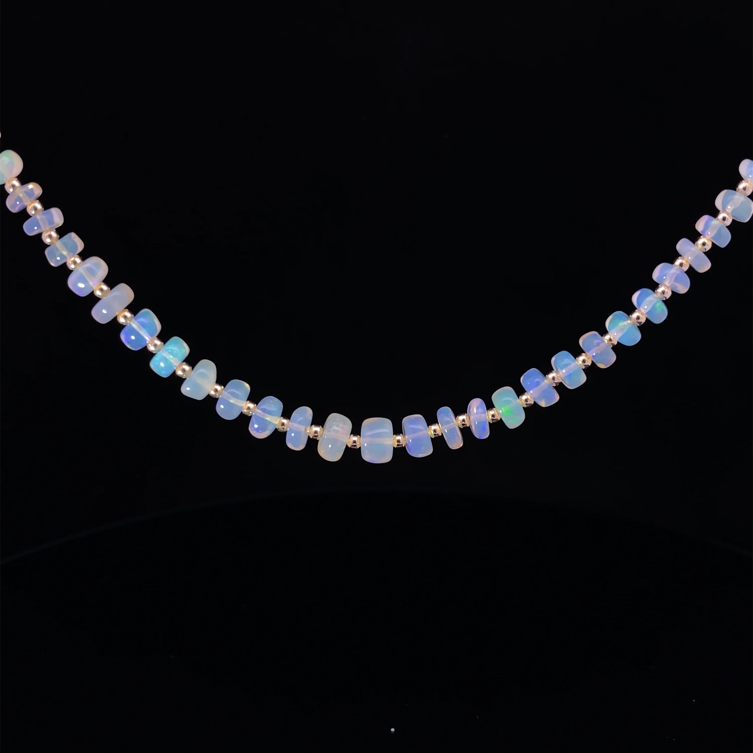 Graduated White Opal 14k Gemstone Necklace - Image 4