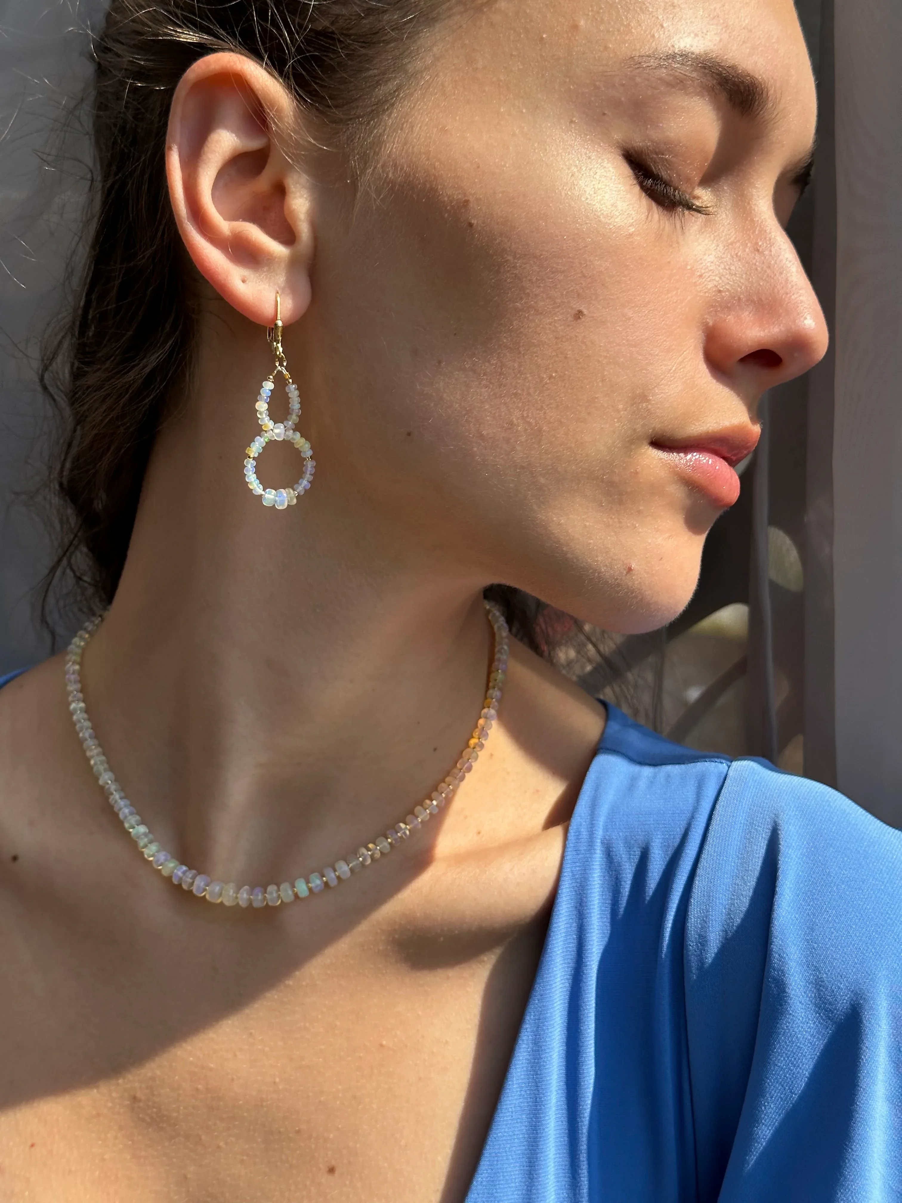 Graduated White Opal 14k Gemstone Necklace - Image 6