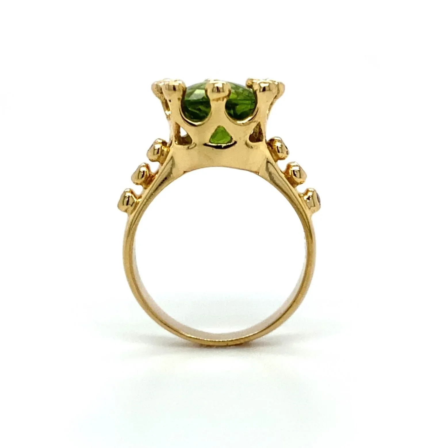 14K Peridot and Diamond Crown Ring - Image 3