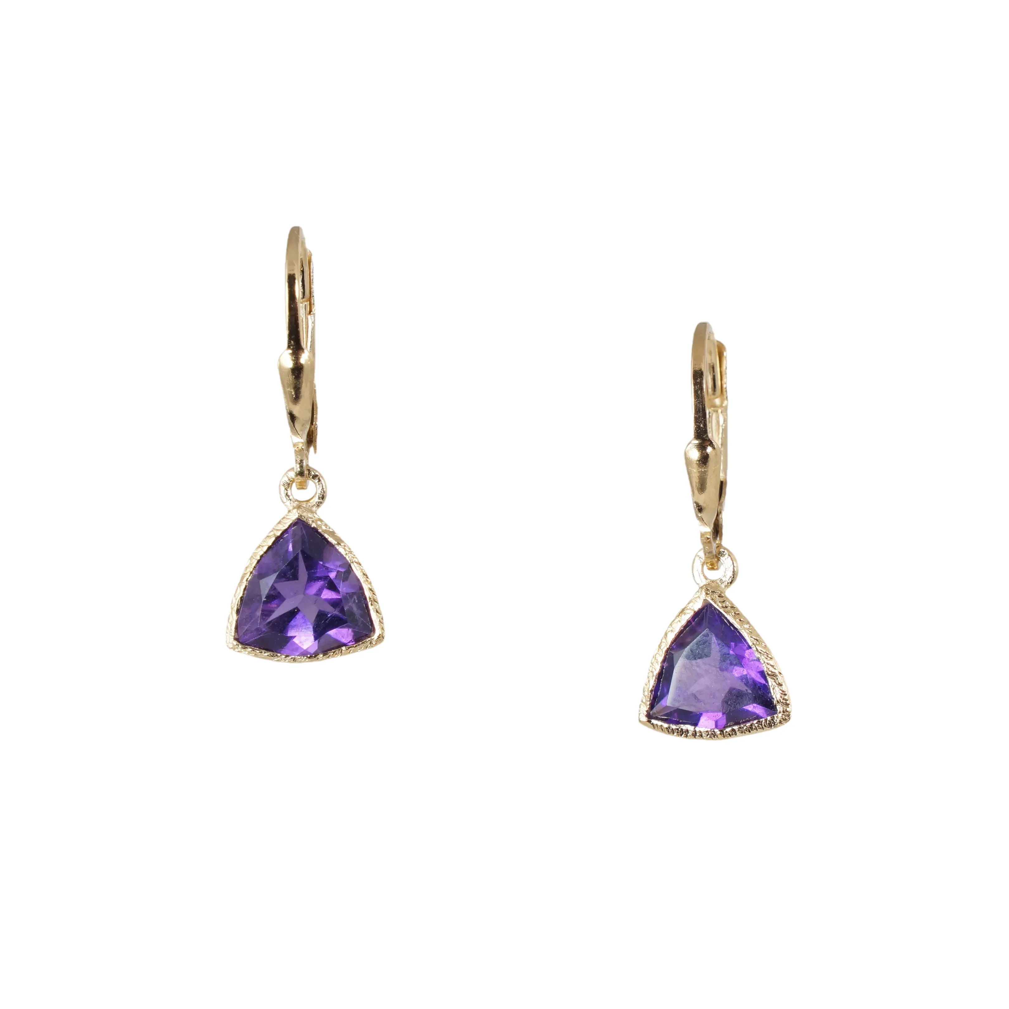 18k Vermeil Trillion Gemstone Earrings - Image 4