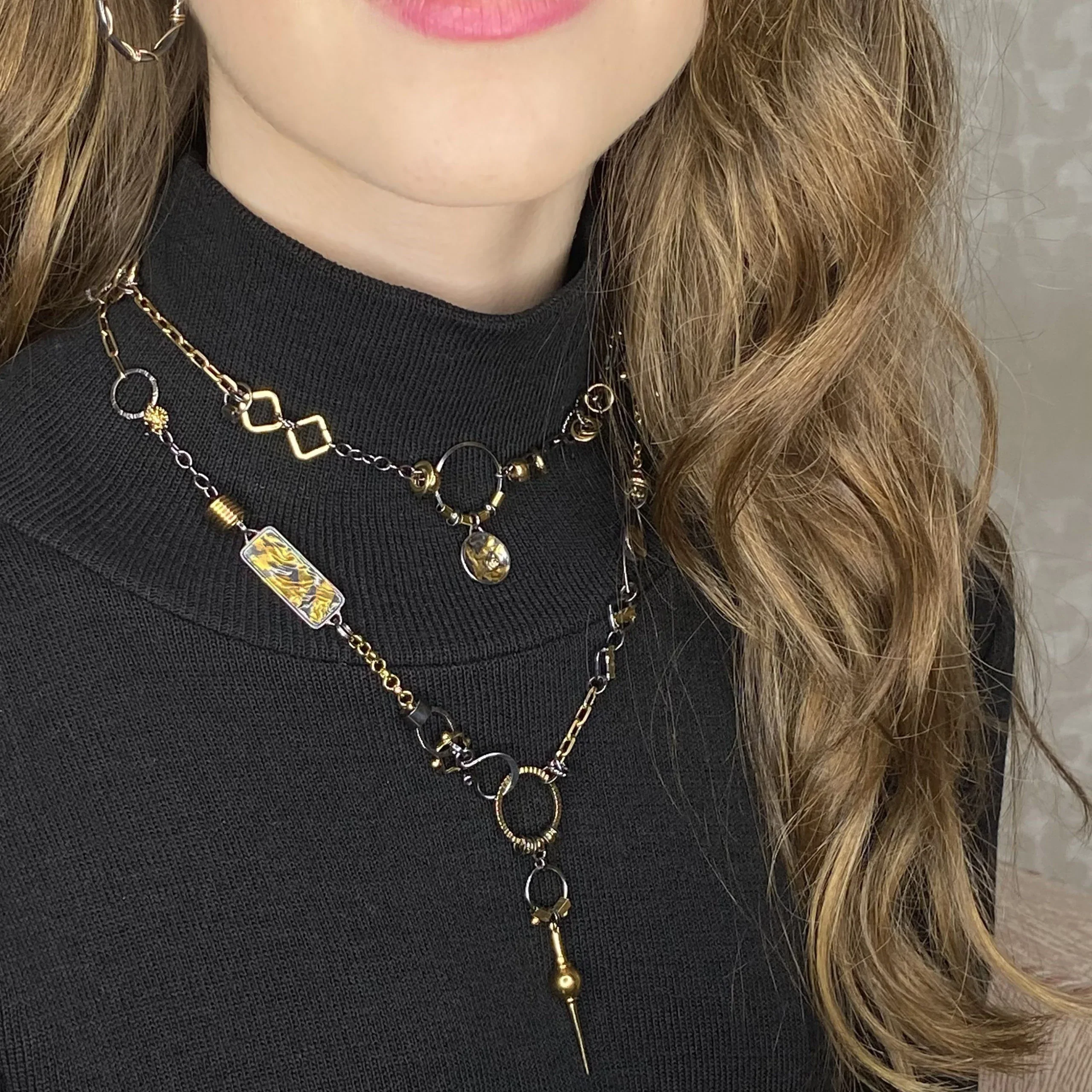 Black and Gold Avalon Wrap Necklace - Image 3