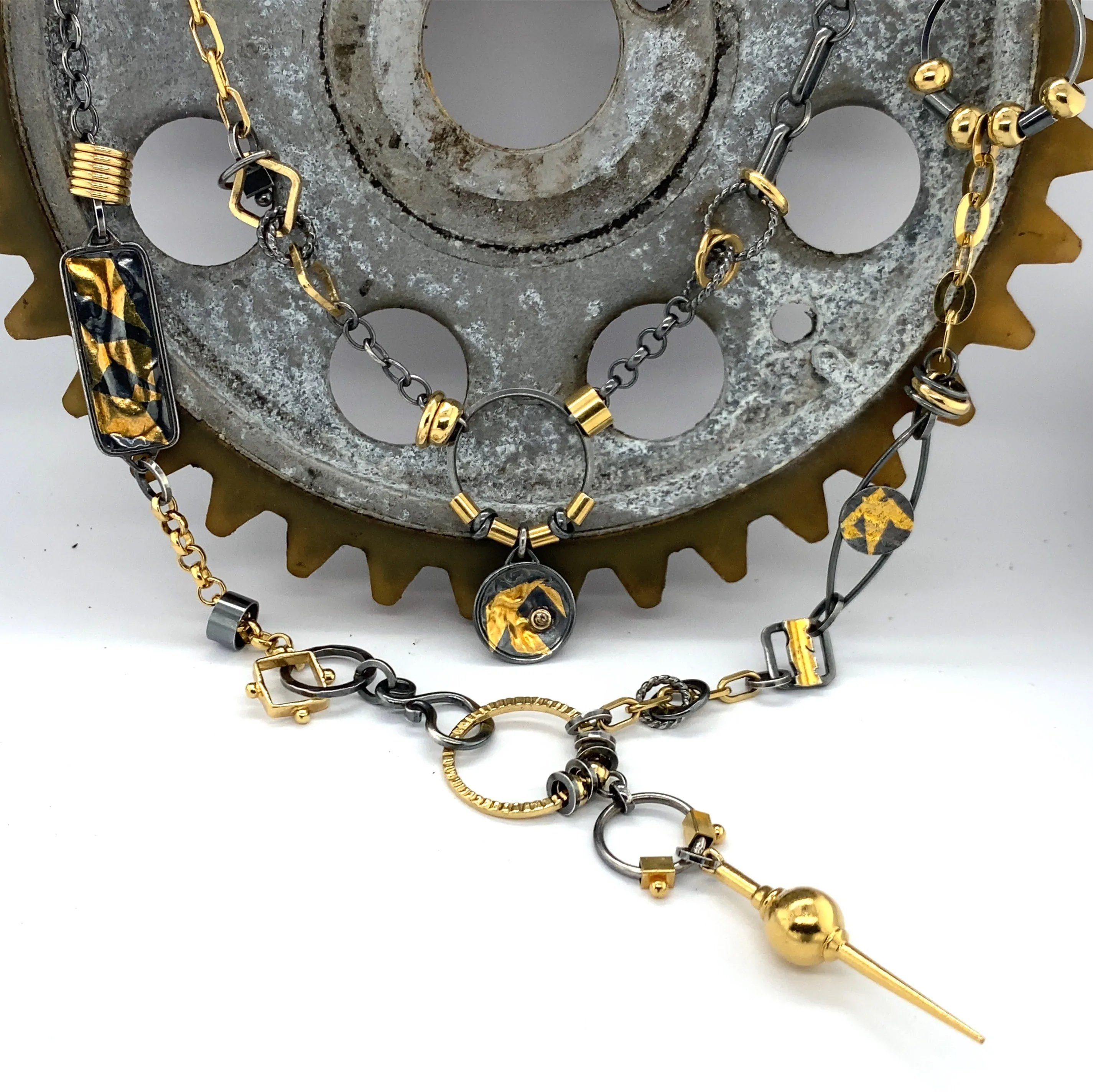 Black and Gold Avalon Wrap Necklace - Image 5