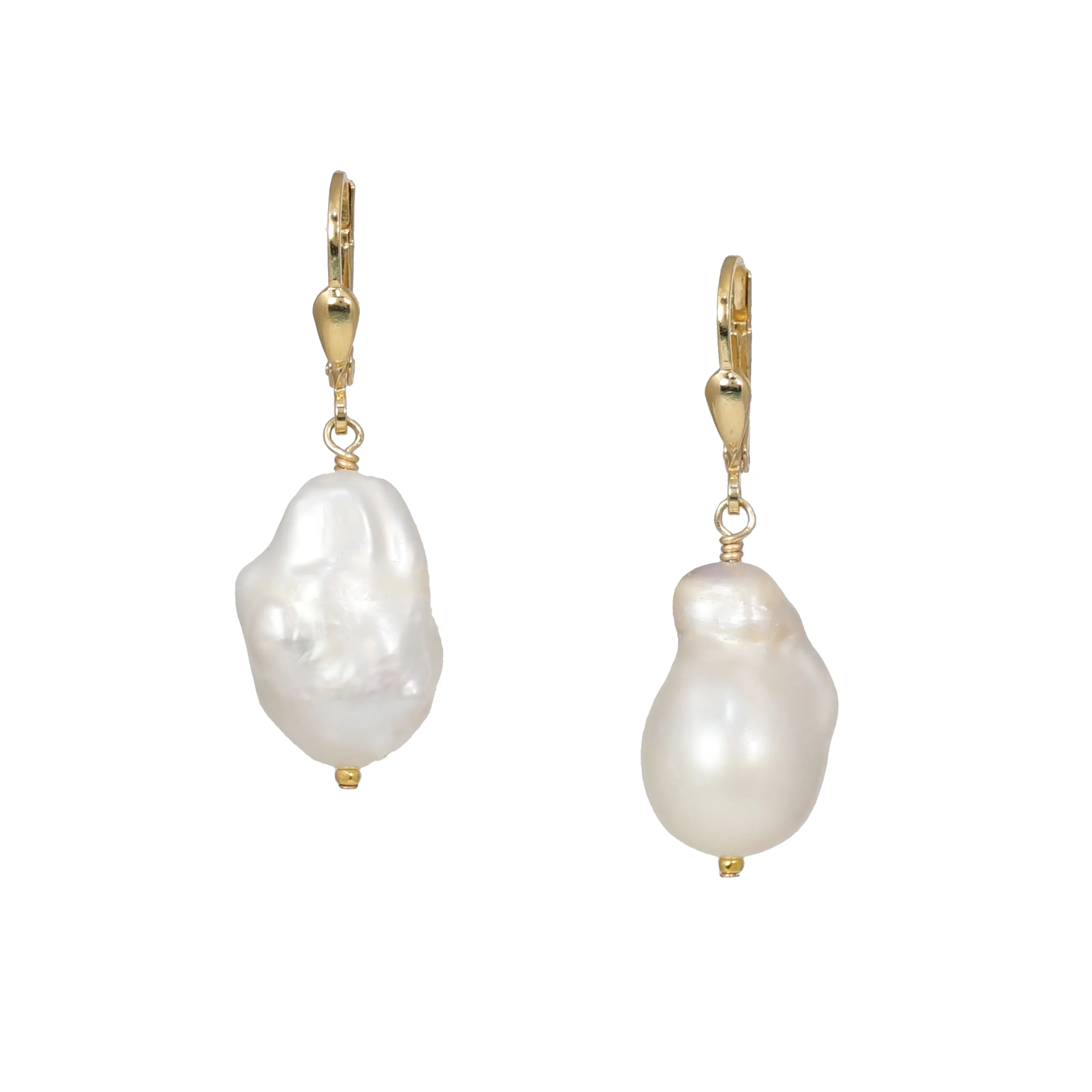 Baroque Pearl Drop Earrings - Silver or Gold - Image 5