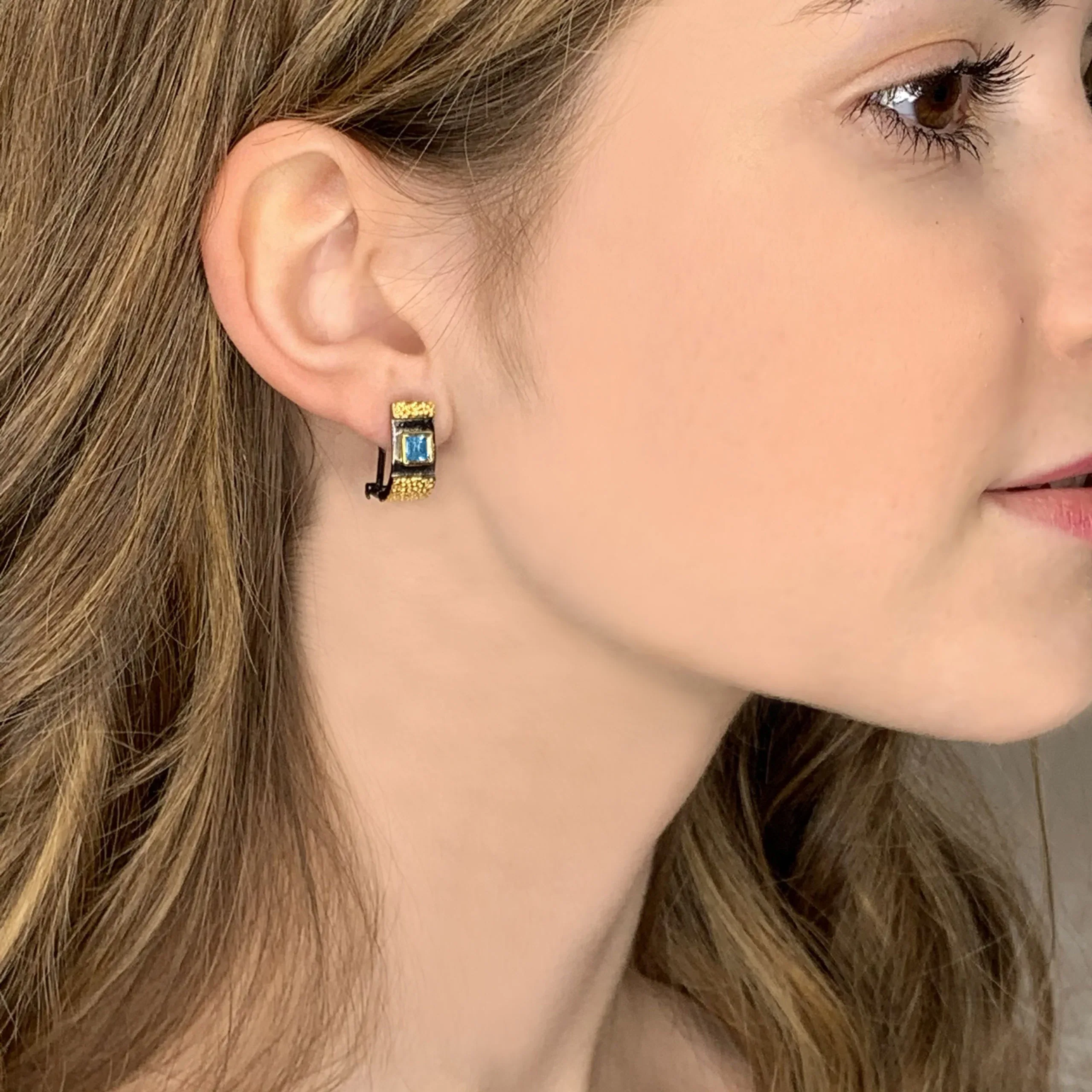 Black and Gold Gemstone Earrings - Image 3