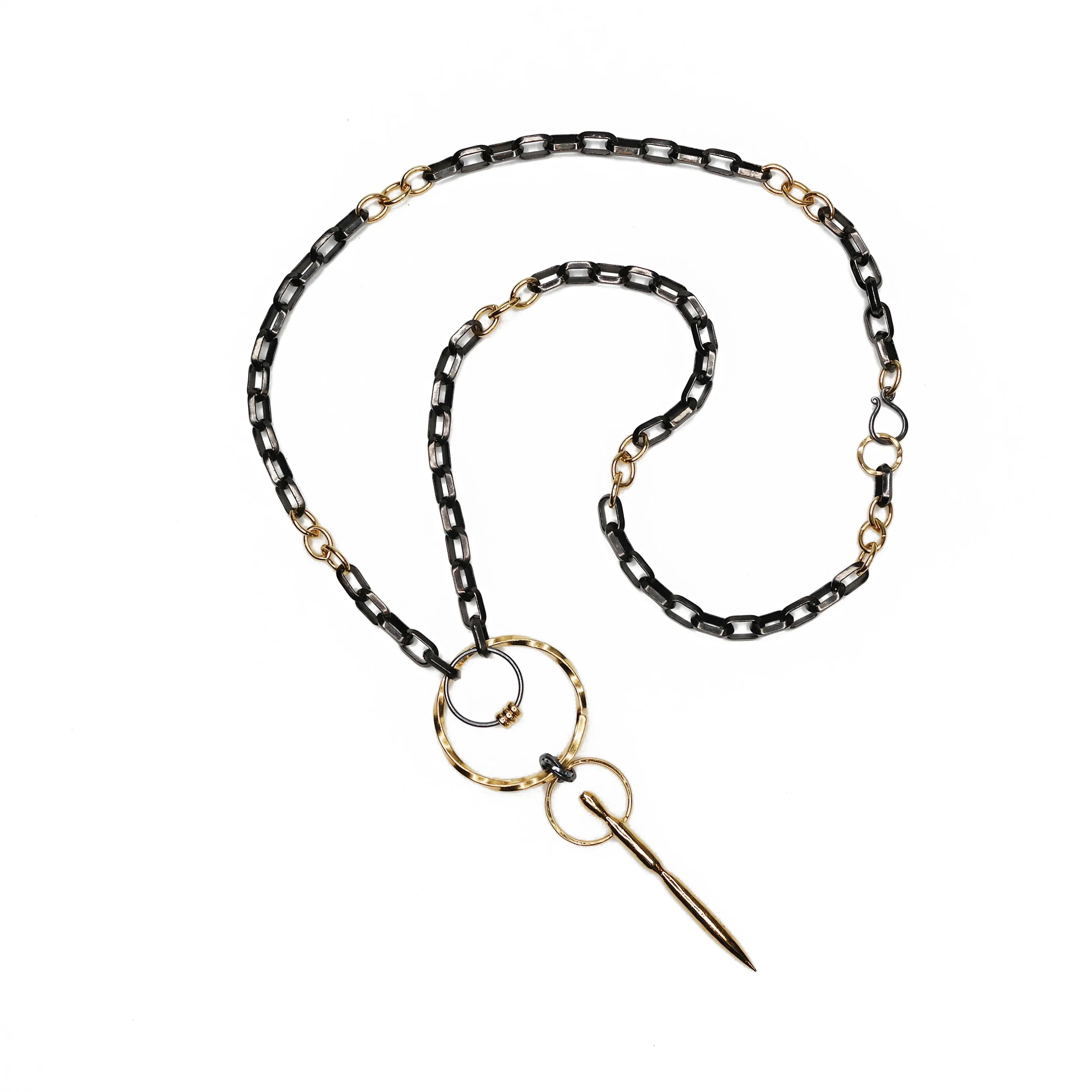 Black and Gold Upcycled Necklace - XL - Image 4