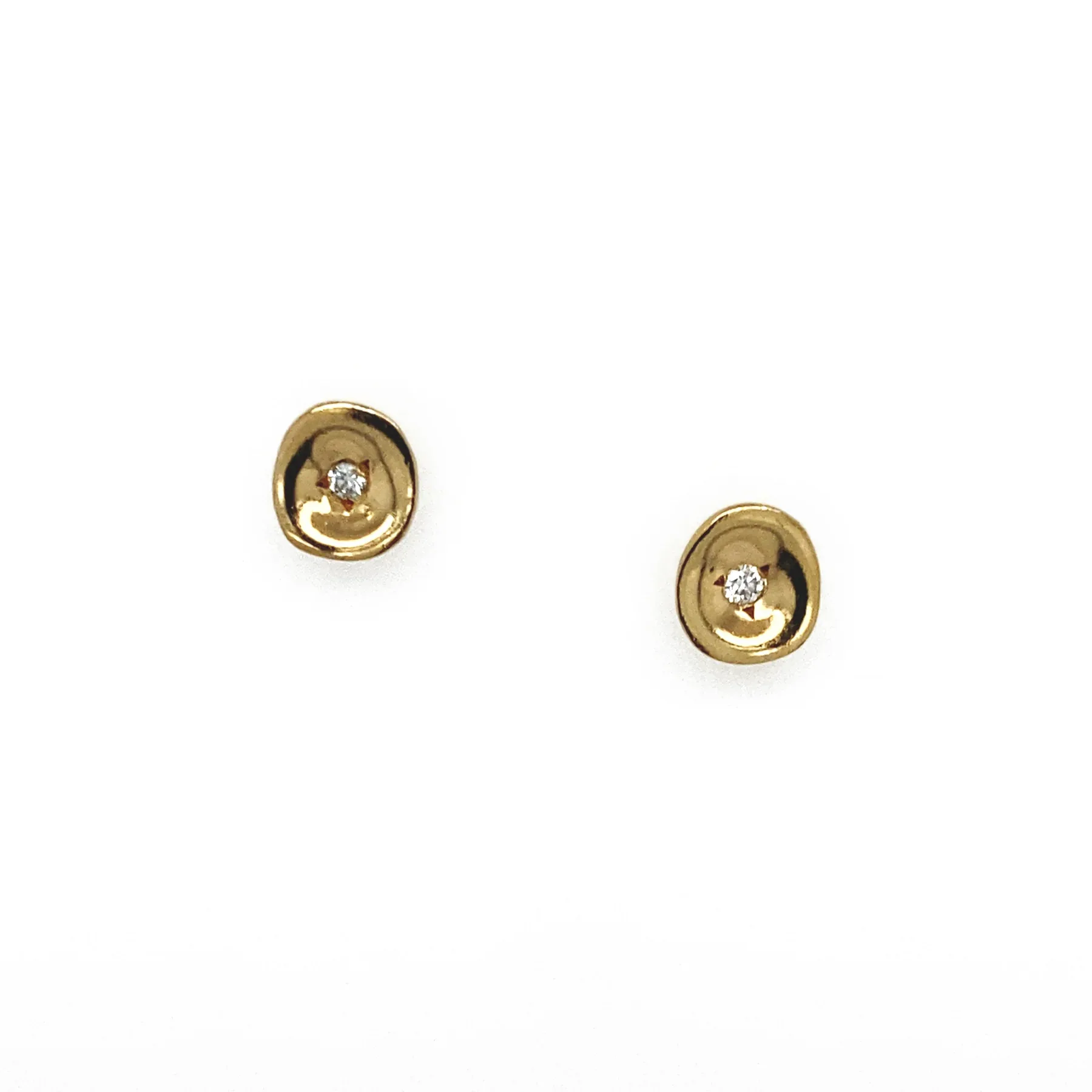 Unique Diamond Stud Earrings - Gold - Image 5