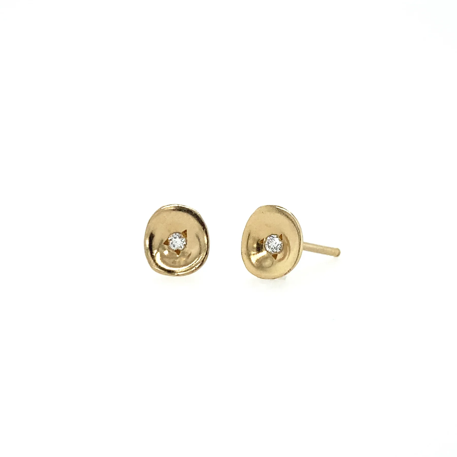 Unique Diamond Stud Earrings - Gold - Image 6