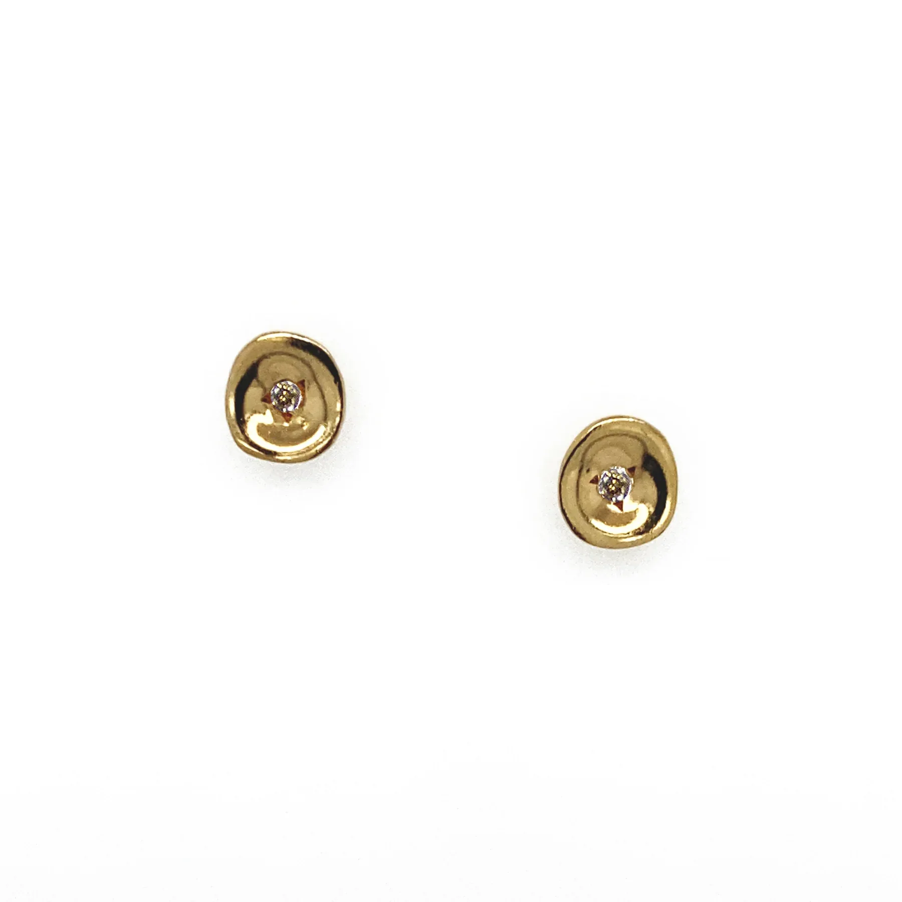 Unique Diamond Stud Earrings - Gold - Image 8