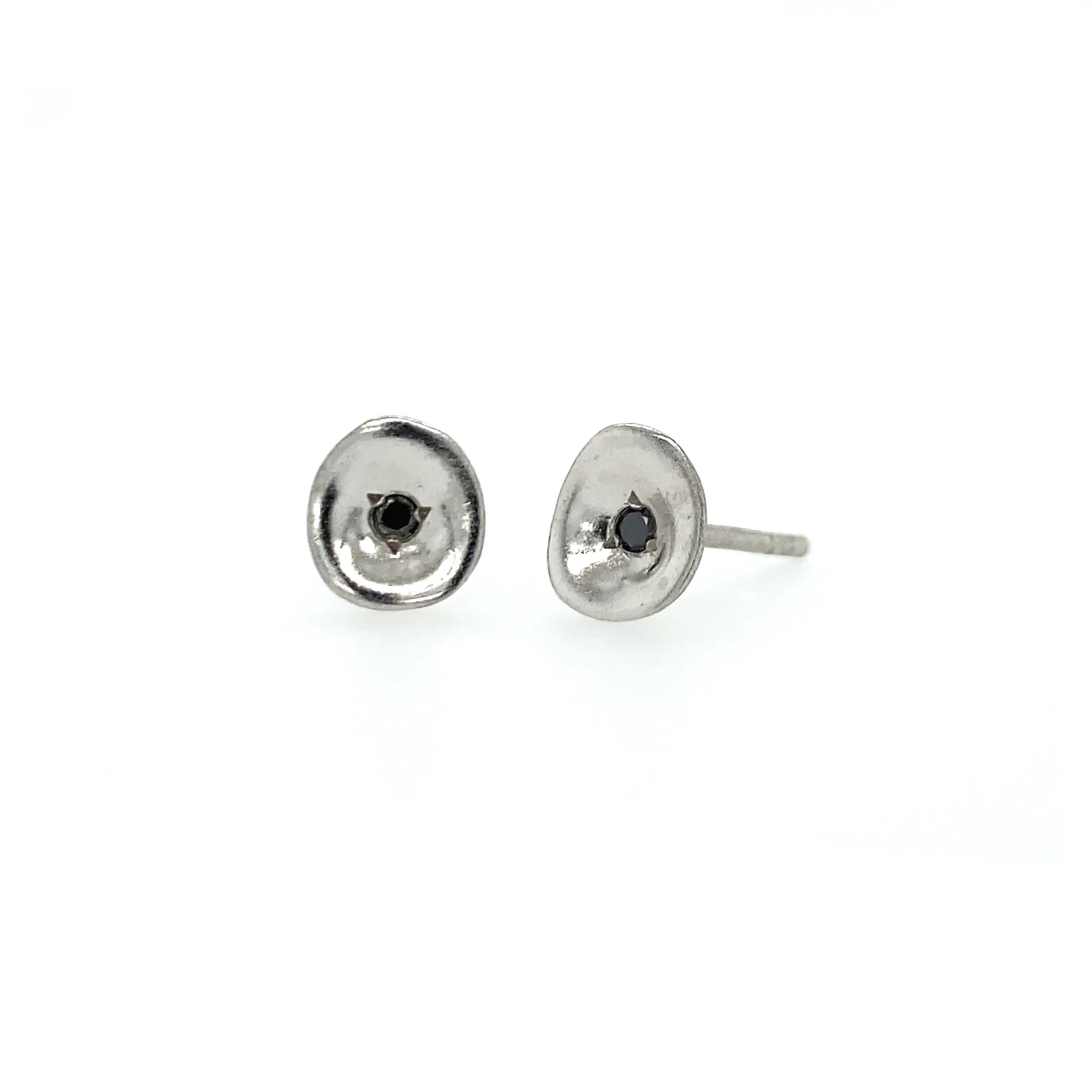 Unique Diamond Stud Earrings - Silver - Image 3