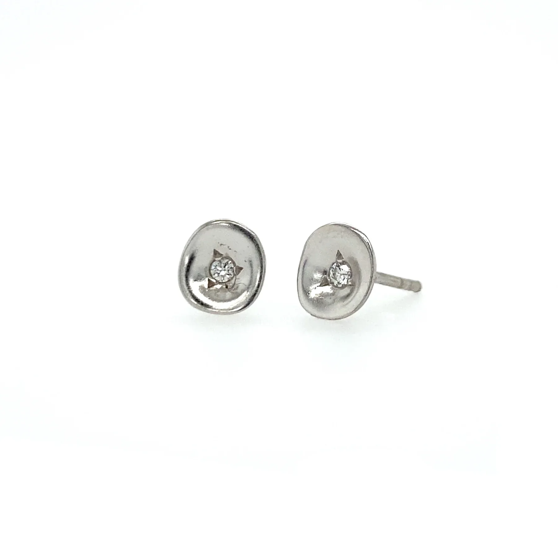 Unique Diamond Stud Earrings - Silver - Image 5