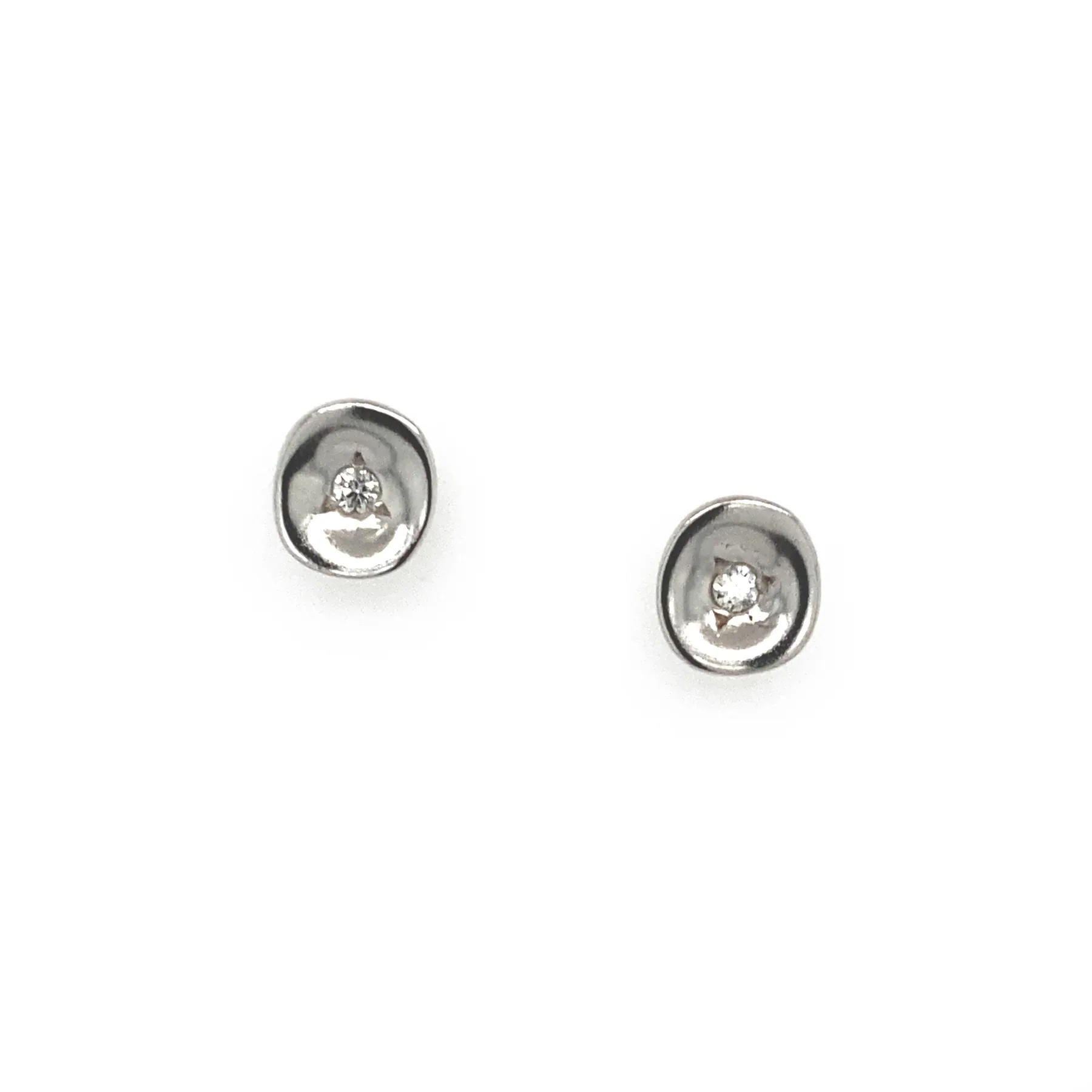 Unique Diamond Stud Earrings - Silver - Image 6