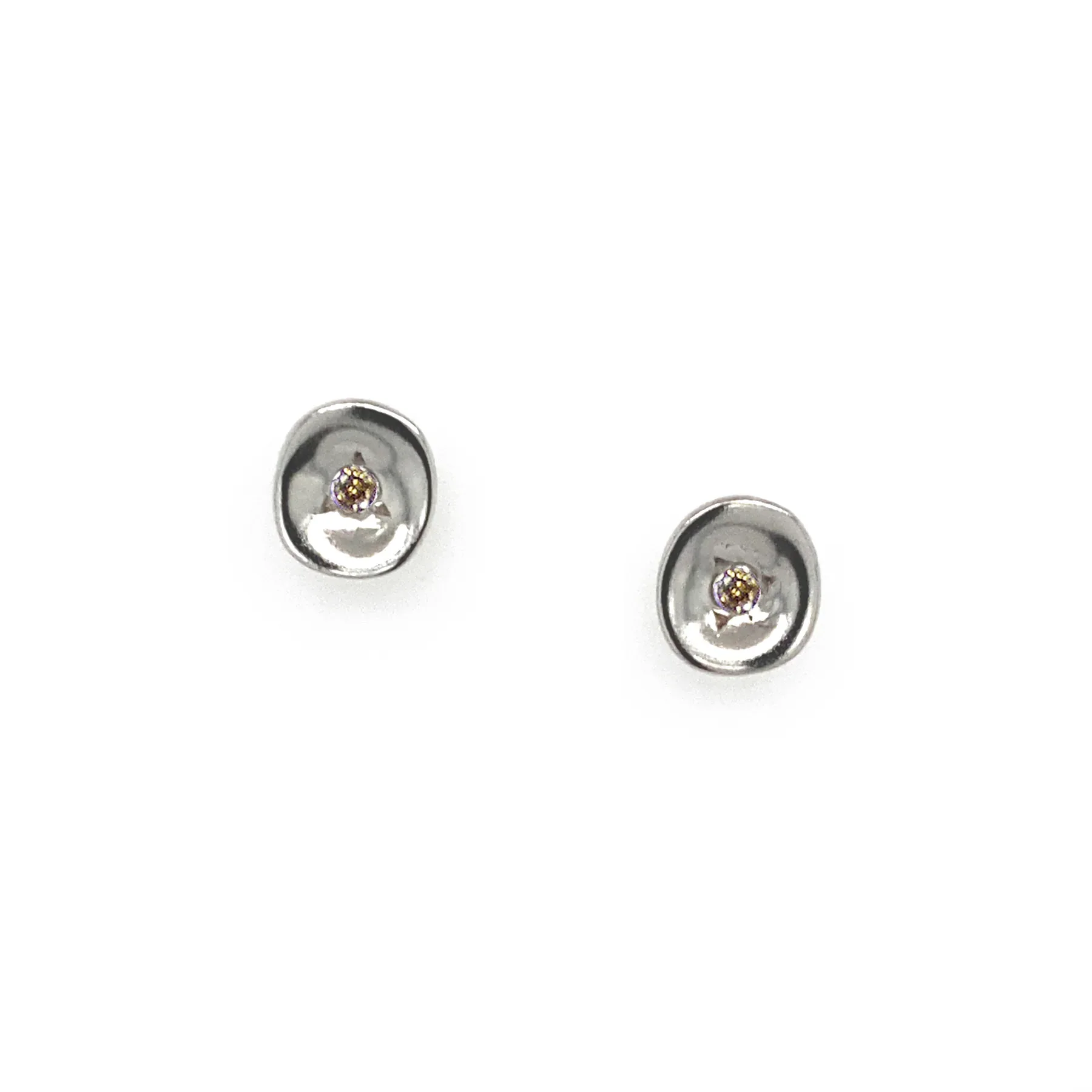 Unique Diamond Stud Earrings - Silver - Image 7