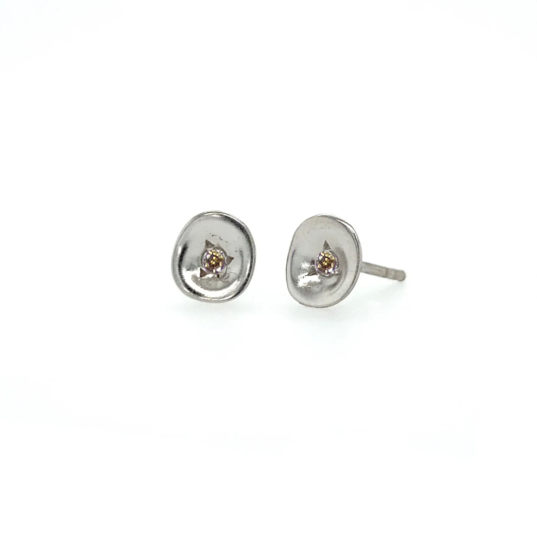 Unique Diamond Stud Earrings - Silver - Image 8