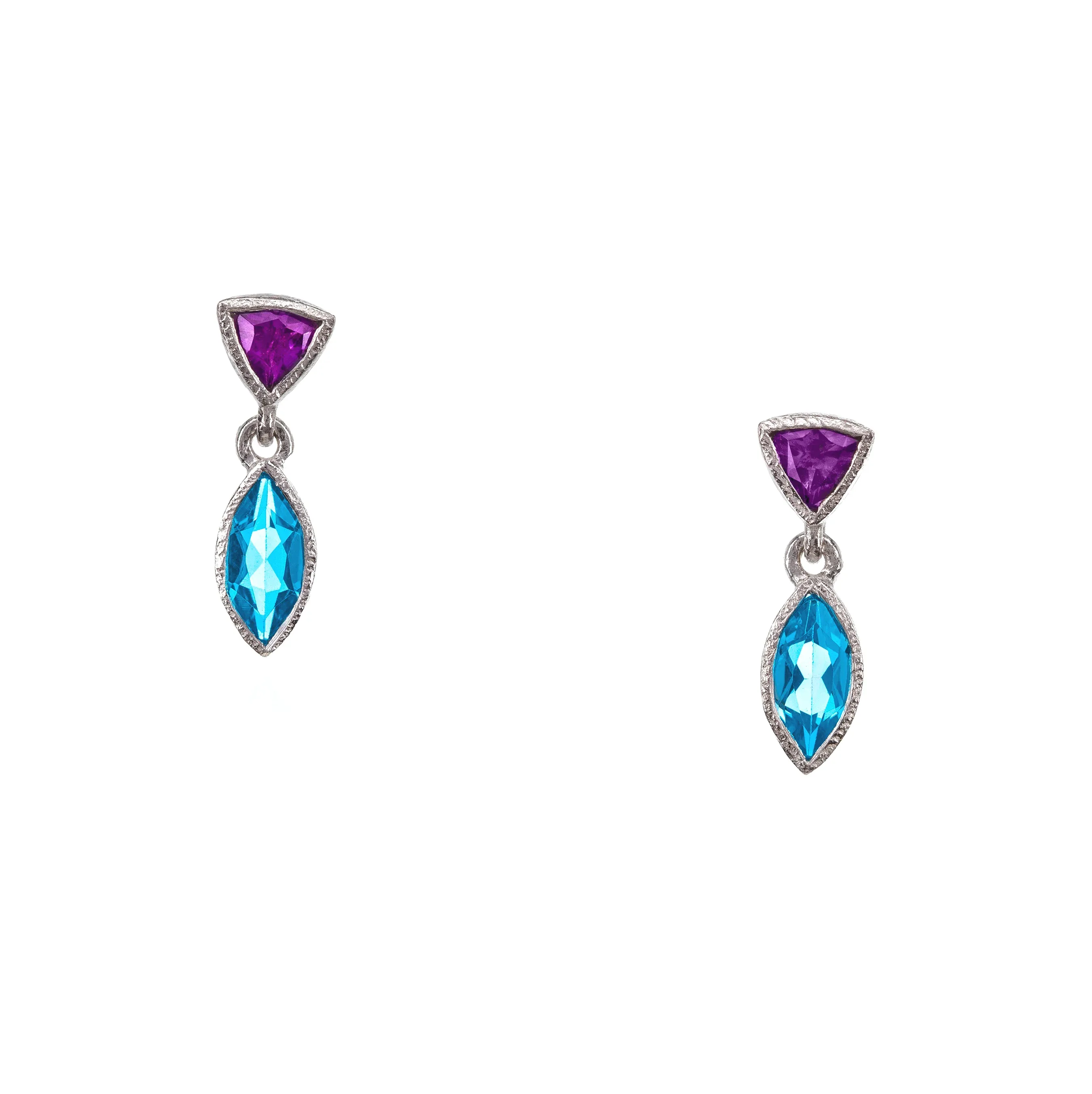 Silver, White Rhodium Tiny Petal Earrings - Image 8