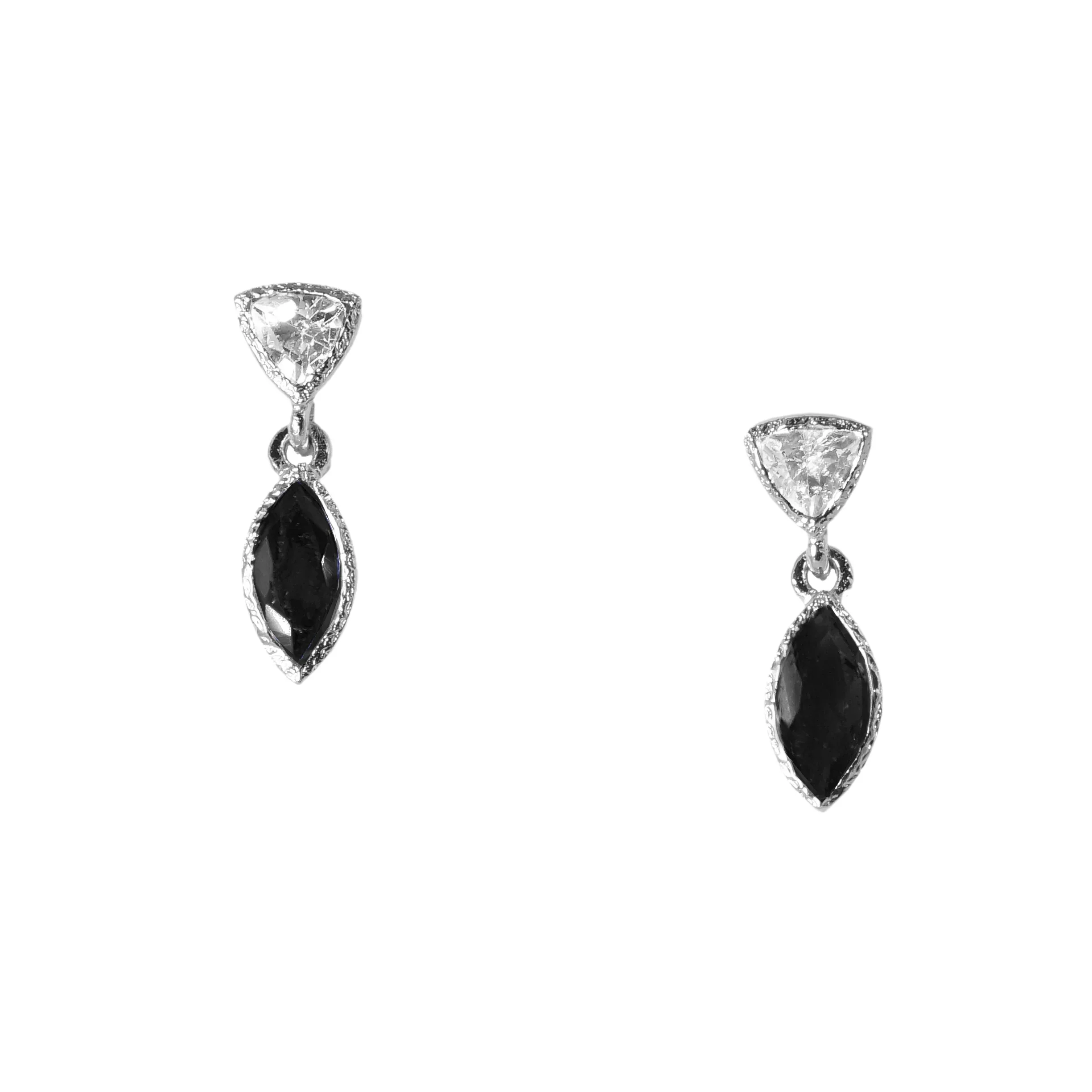 Silver, White Rhodium Tiny Petal Earrings - Image 9