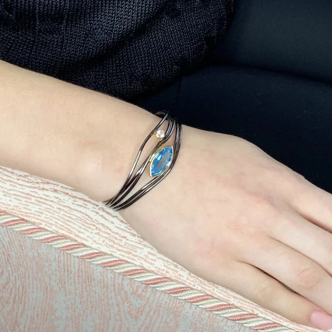 Edge Bracelet, Blue Topaz - Black Ruthenium - Image 3