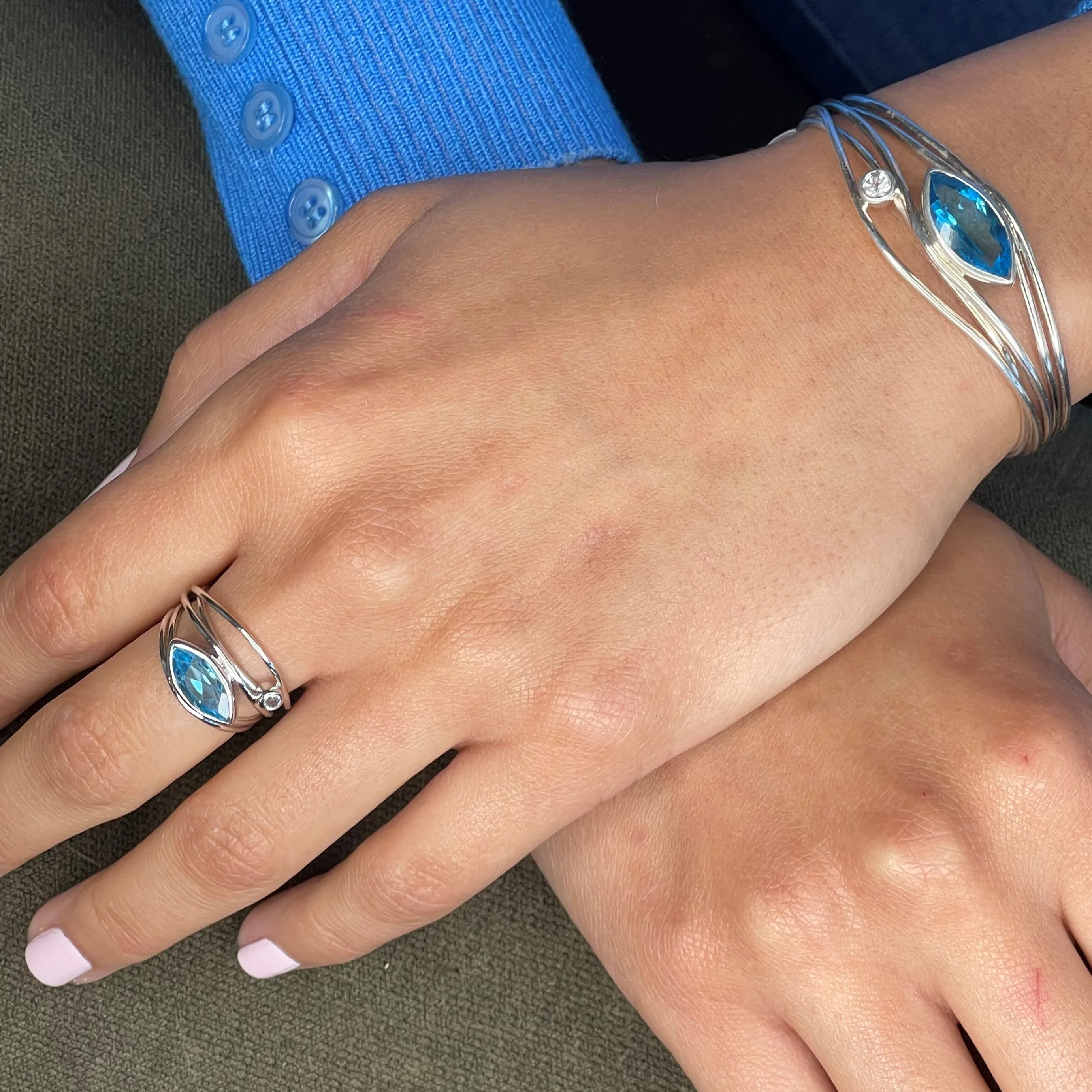 Blue Topaz Silver Bracelet - Image 3