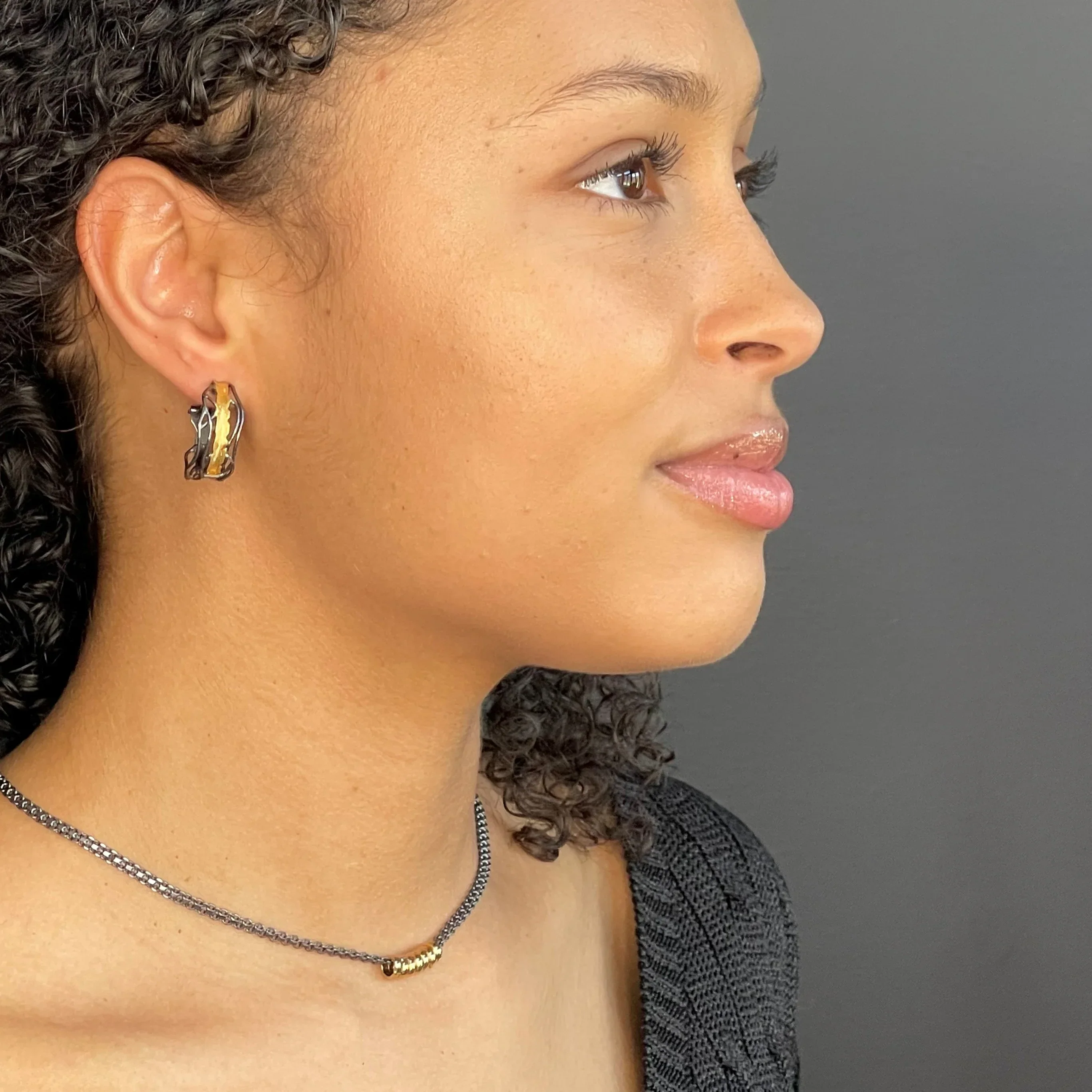 Gold Ringlets on Woven Chain - Image 3