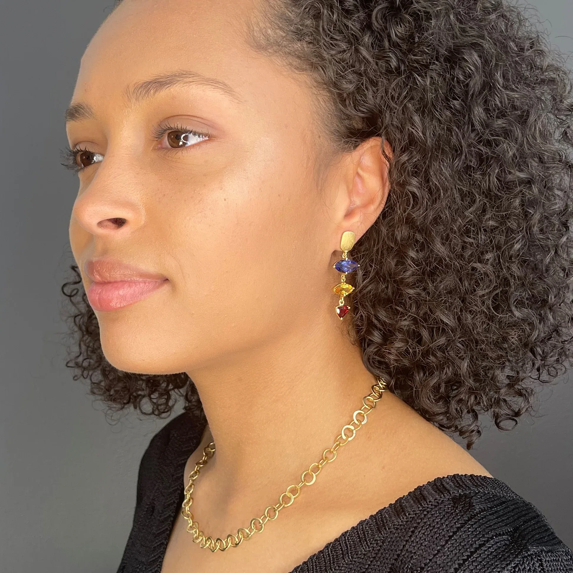 Iolite Jewel Drop East West Marquise 18k Vermeil Earrings - Image 3