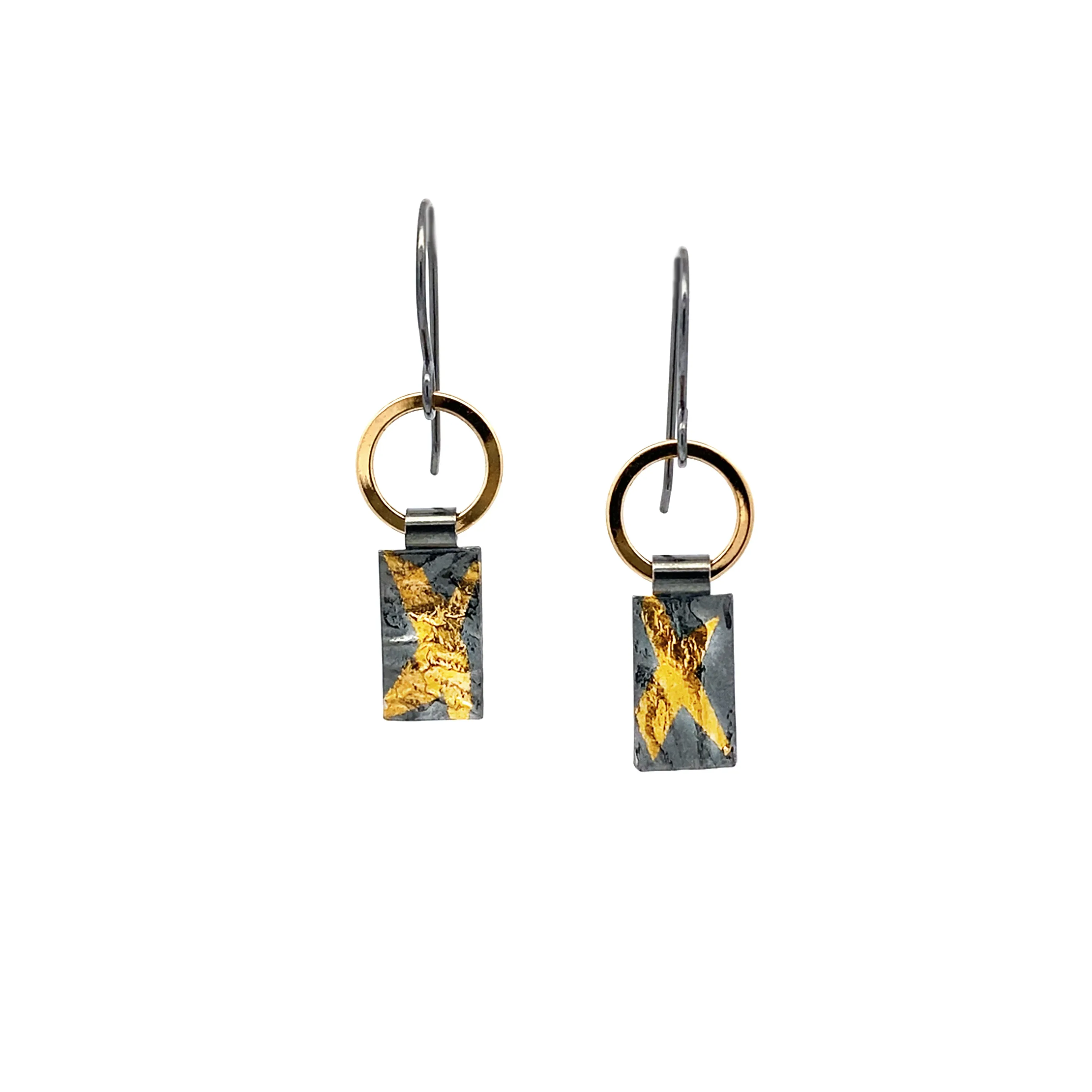 Keum-Boo Reticulated Stick Black & Gold Earrings - Small
