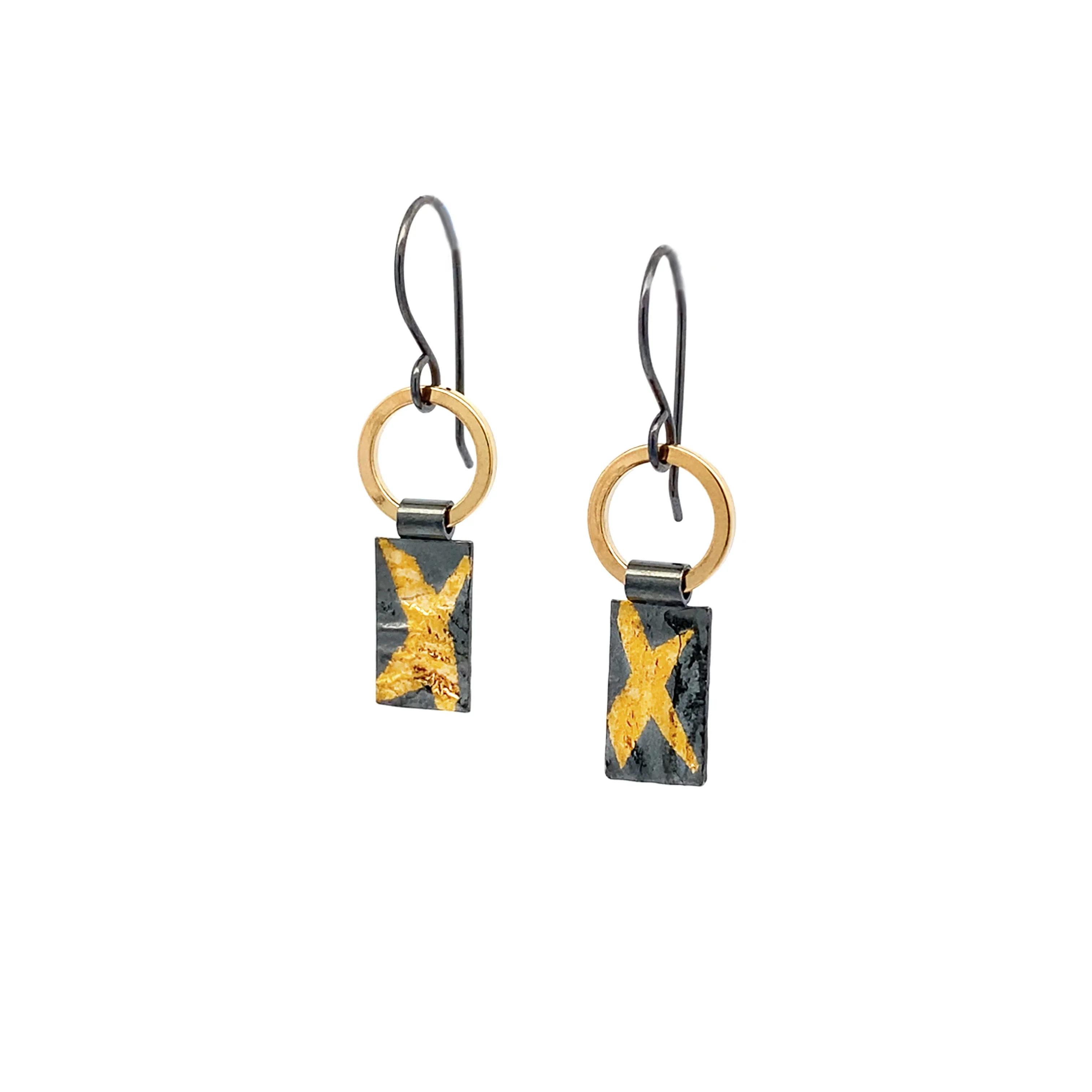 Keum-Boo Reticulated Stick Black & Gold Earrings - Small - Image 2