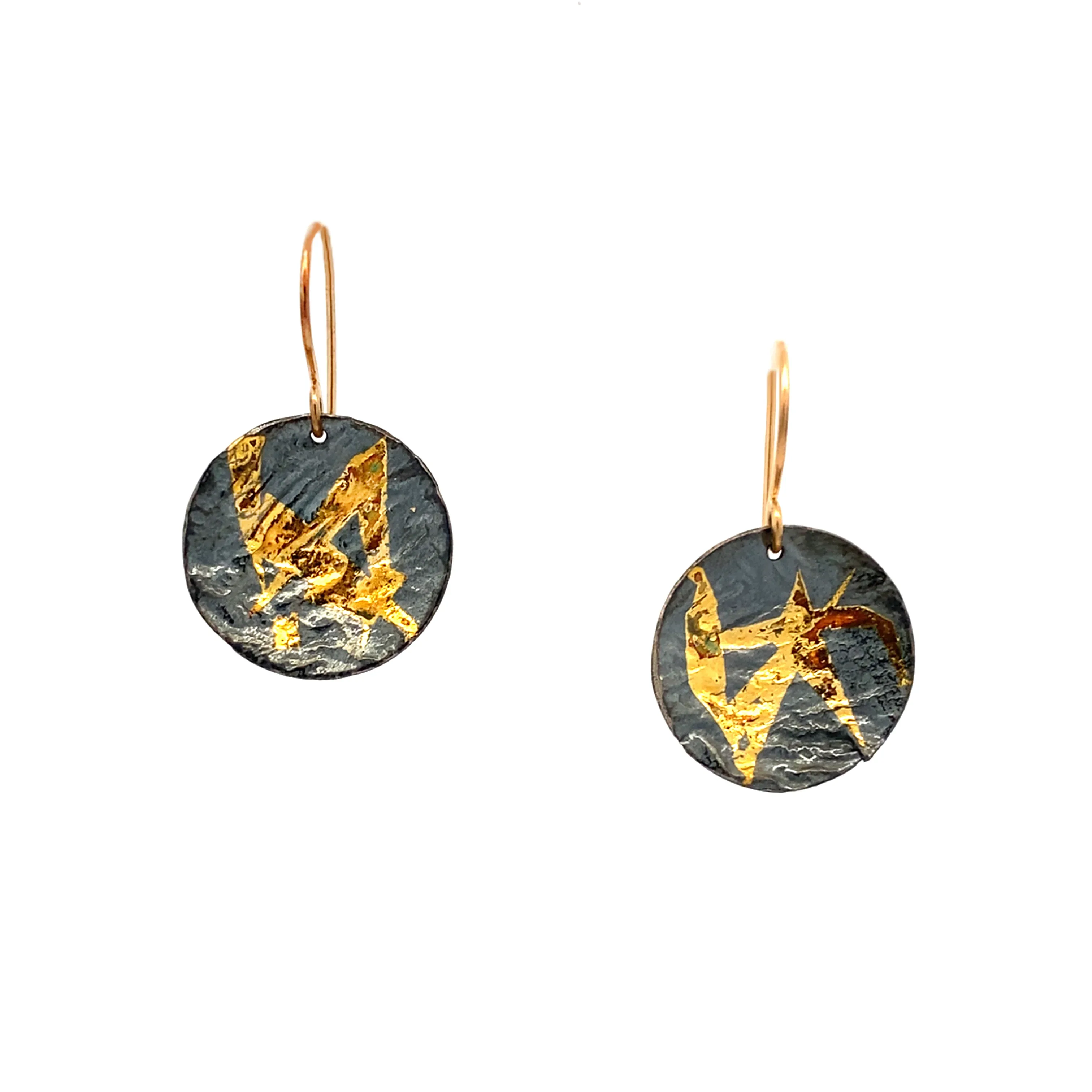 Keum-Boo Disk Black & Gold Earrings - Image 2