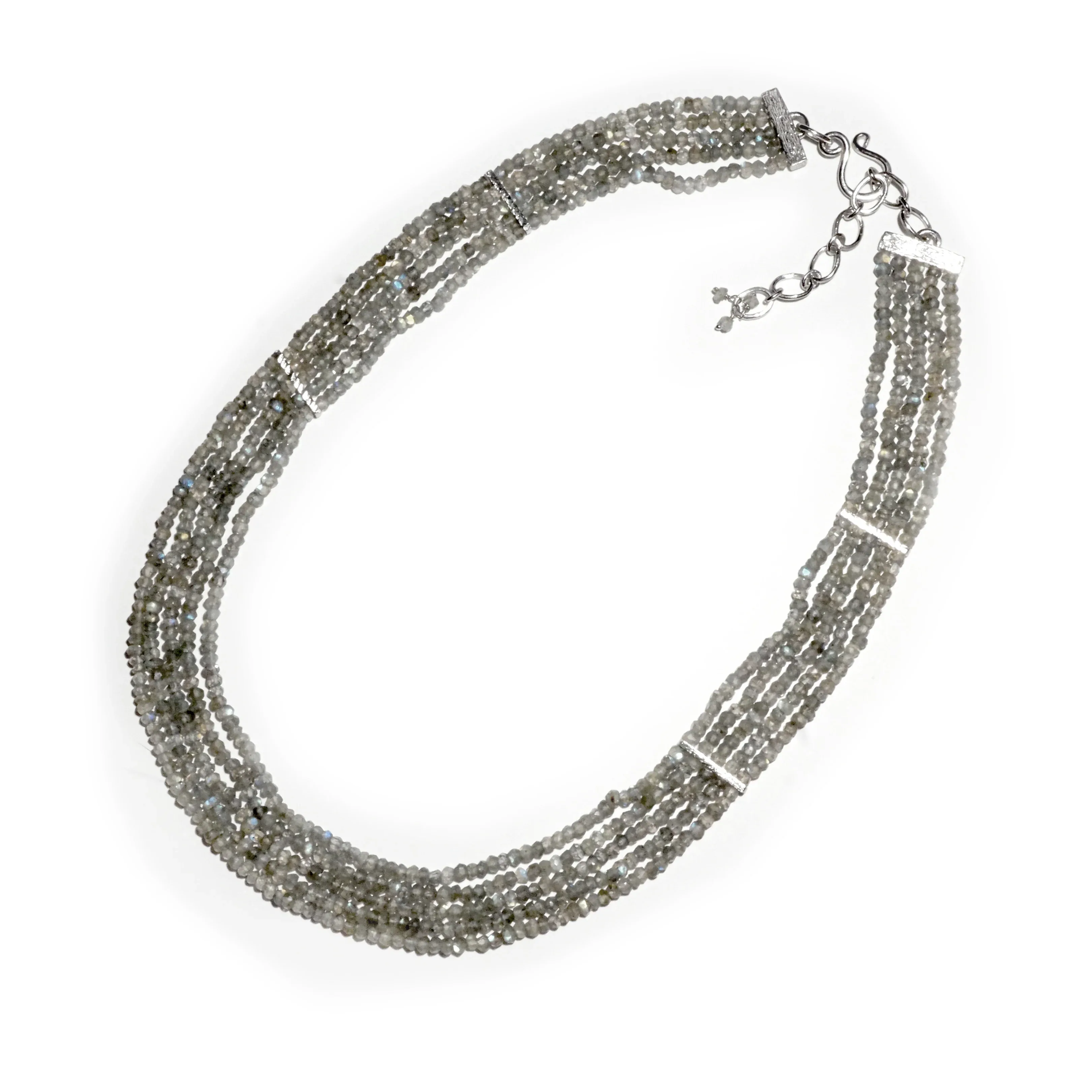 Multi Strand Labradorite Necklace with Sterling Silver - Image 3