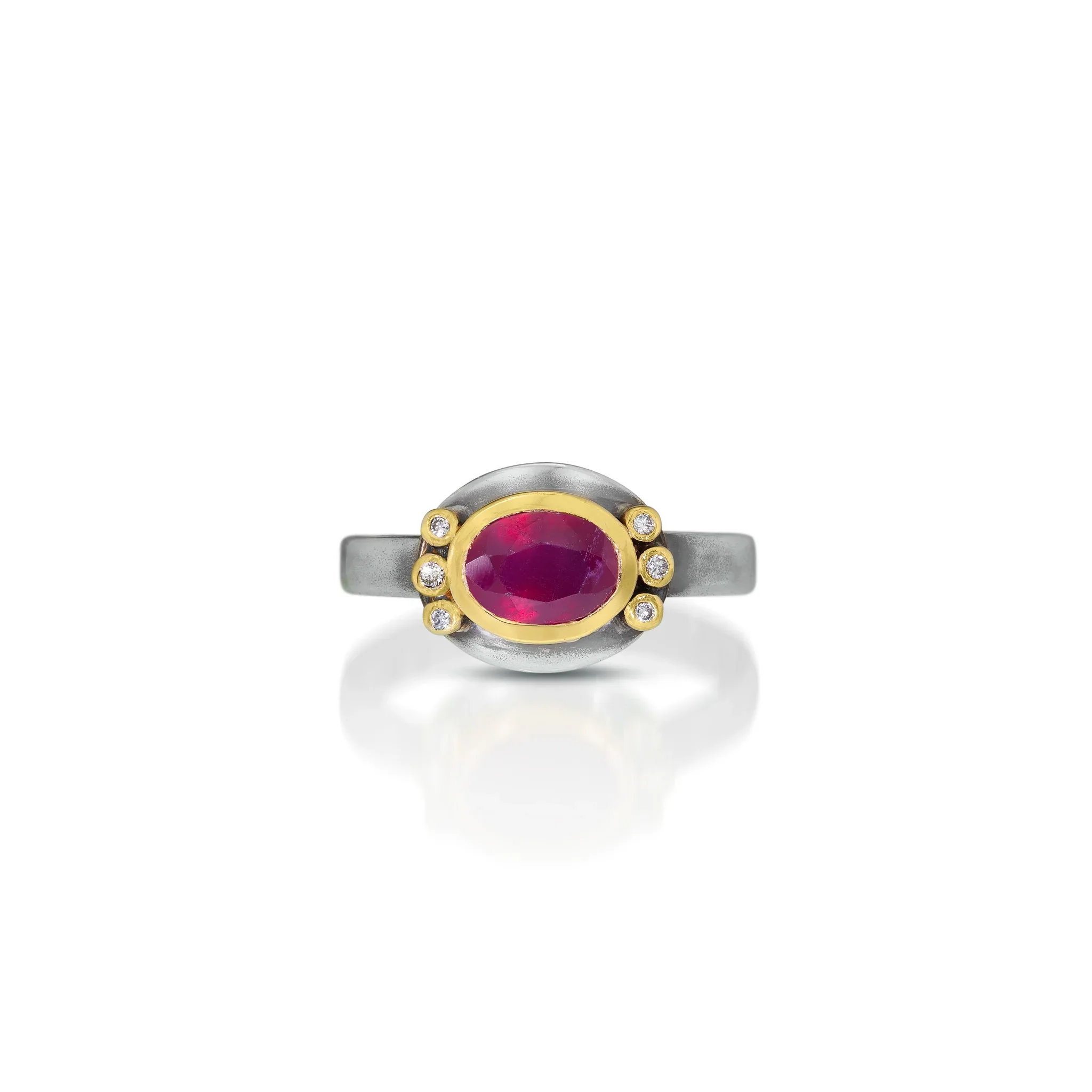 Petite Ruby & 14k Ring with Diamonds - Image 2