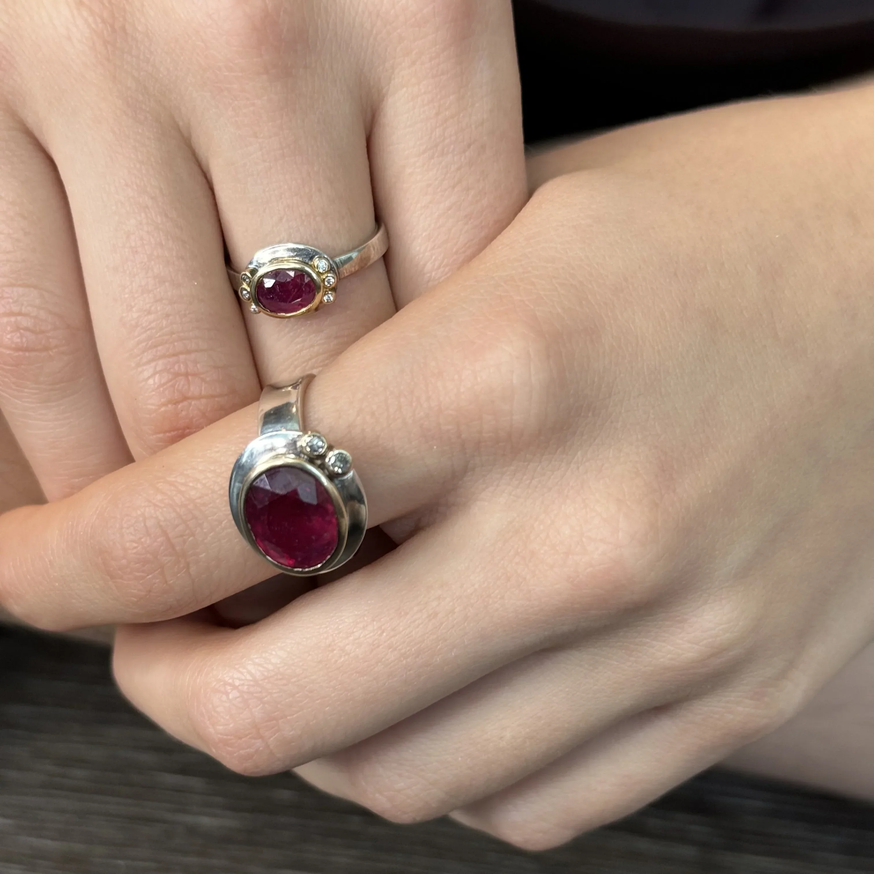 Petite Ruby & 14k Ring with Diamonds - Image 4