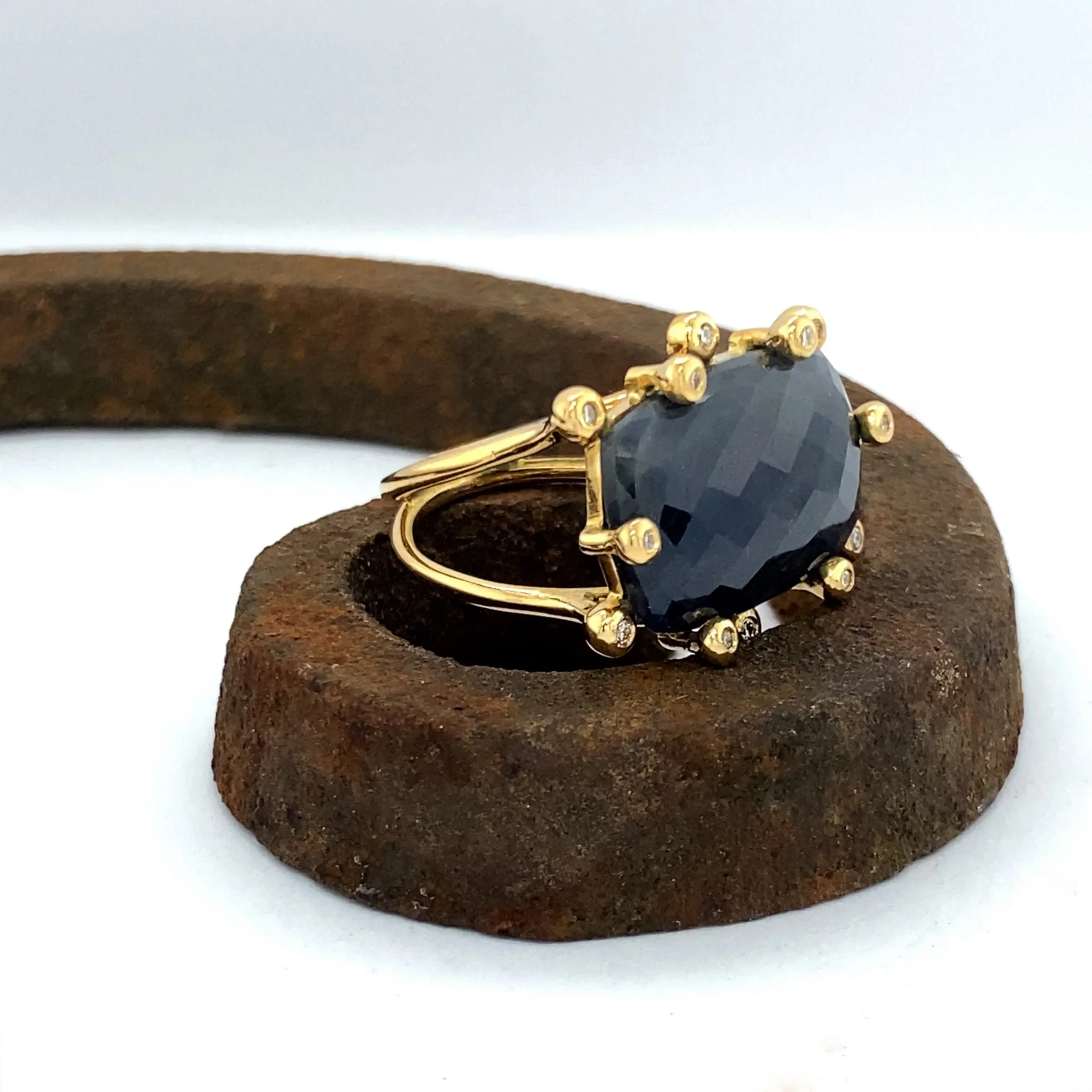 Sapphire and White Diamond 14k Ring - Image 5