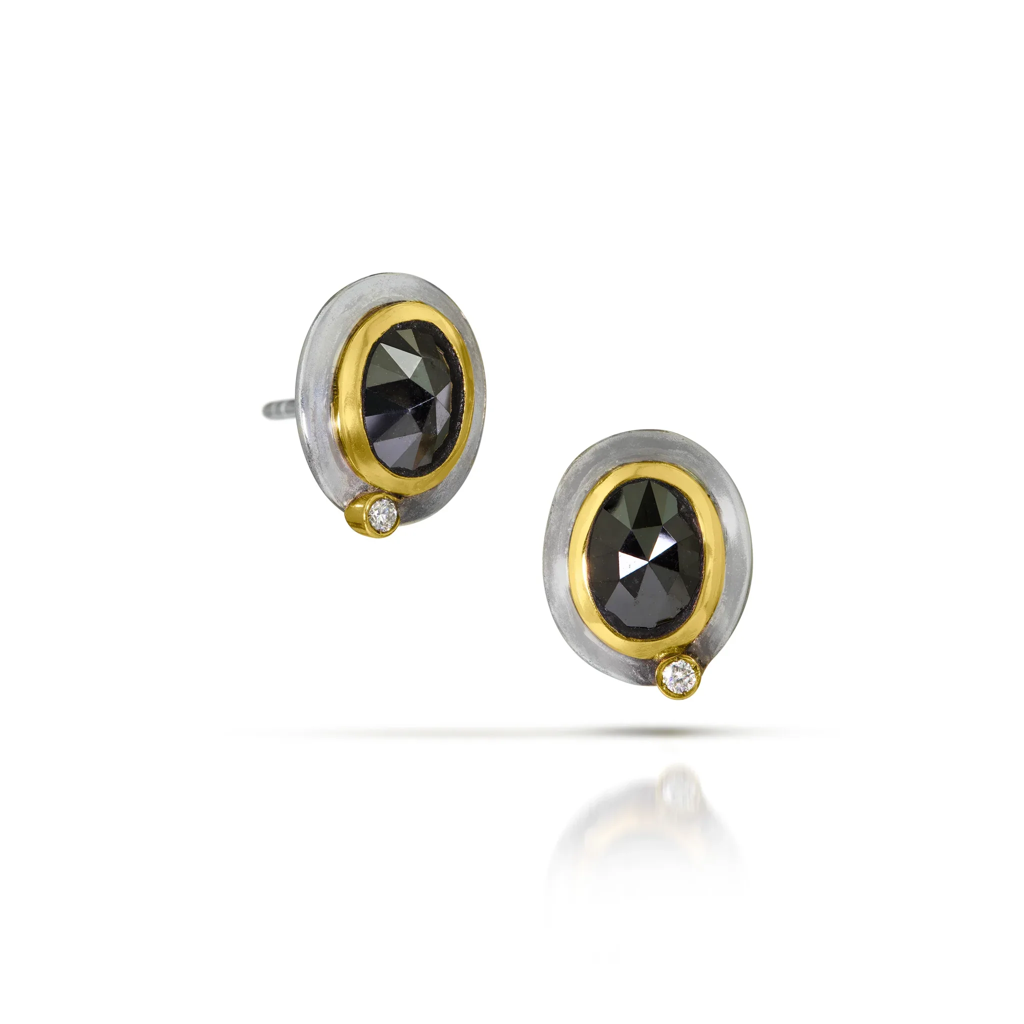 Black Diamond & 14k Post Earrings