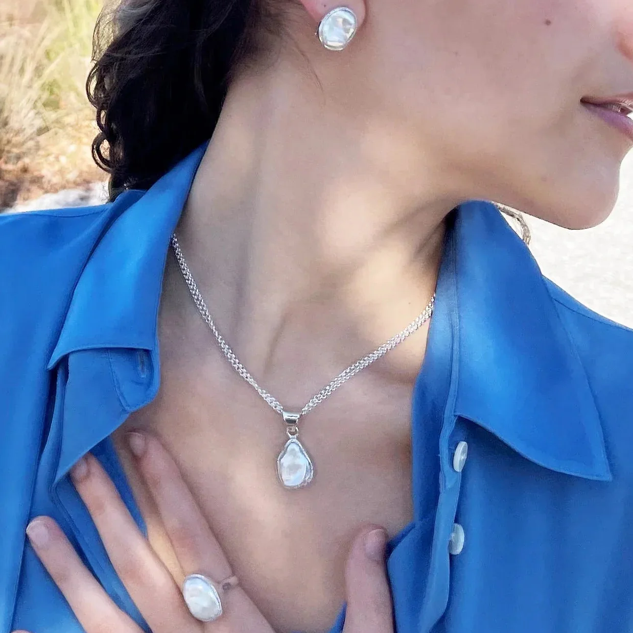 Silver Baroque Pearl Pendant - Image 3