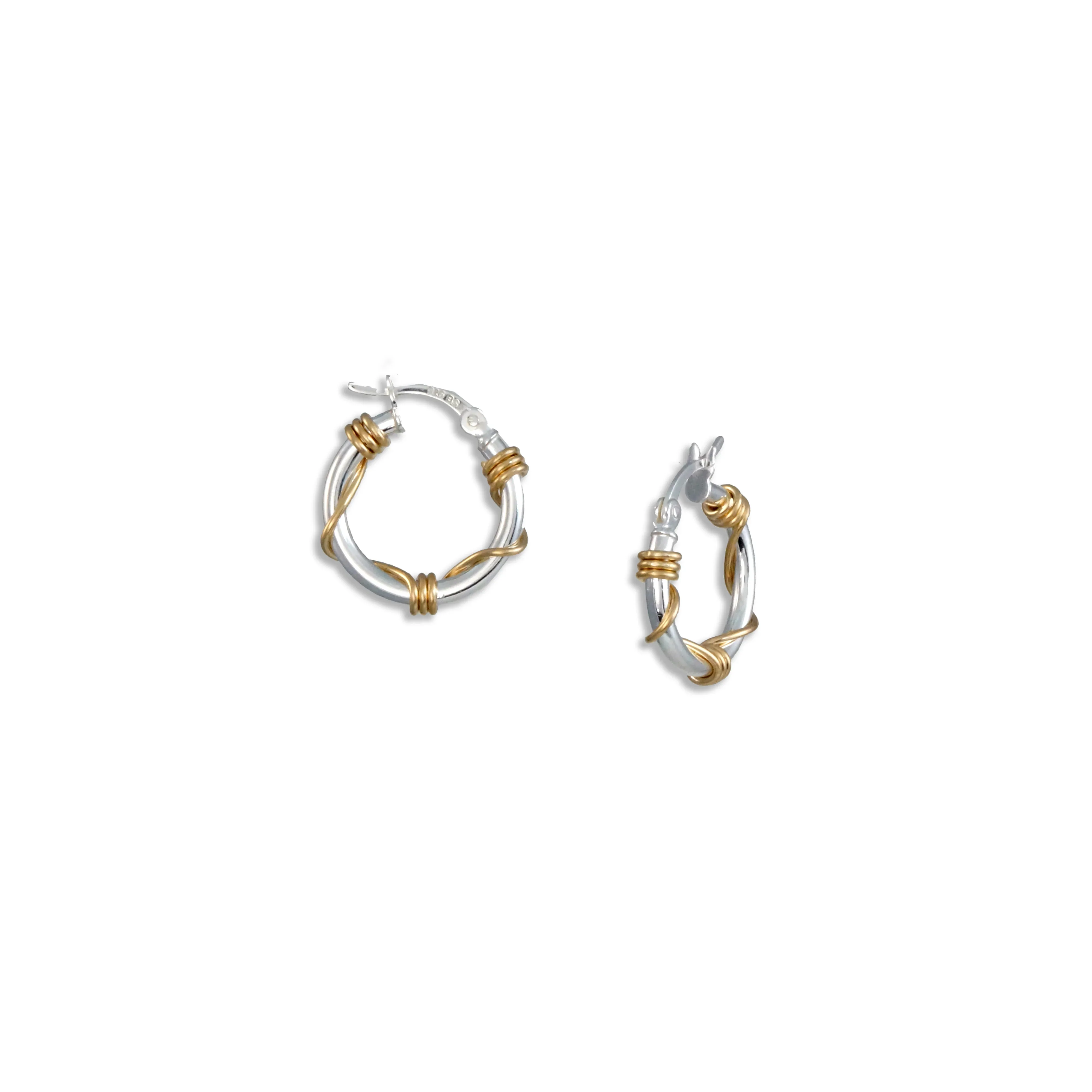 Unique Hoop Earrings - Silver and Gold Wrapped - Image 3