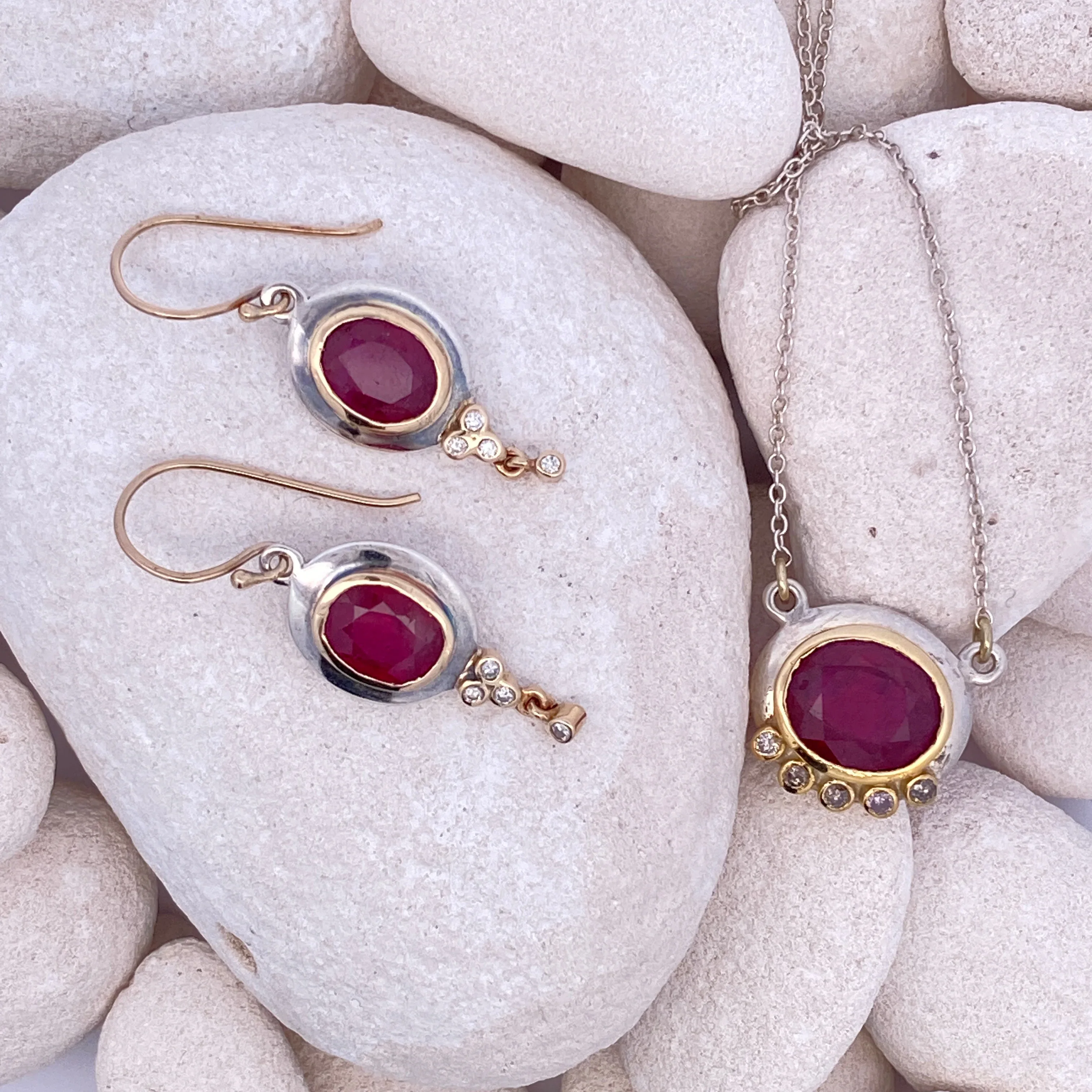 Ruby & 14k Drop Earrings - Image 3
