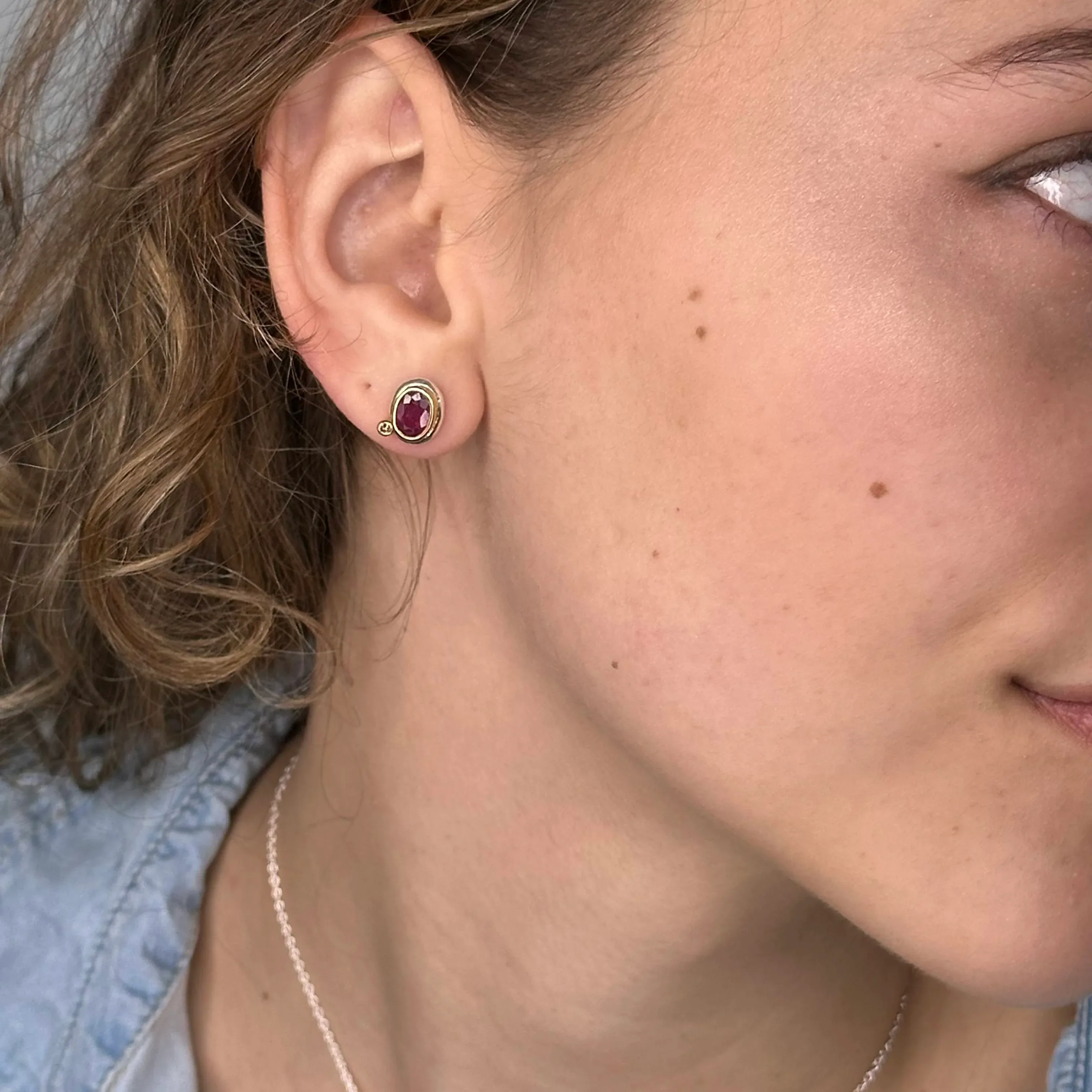 Ruby & 14k Post Earrings - Image 3