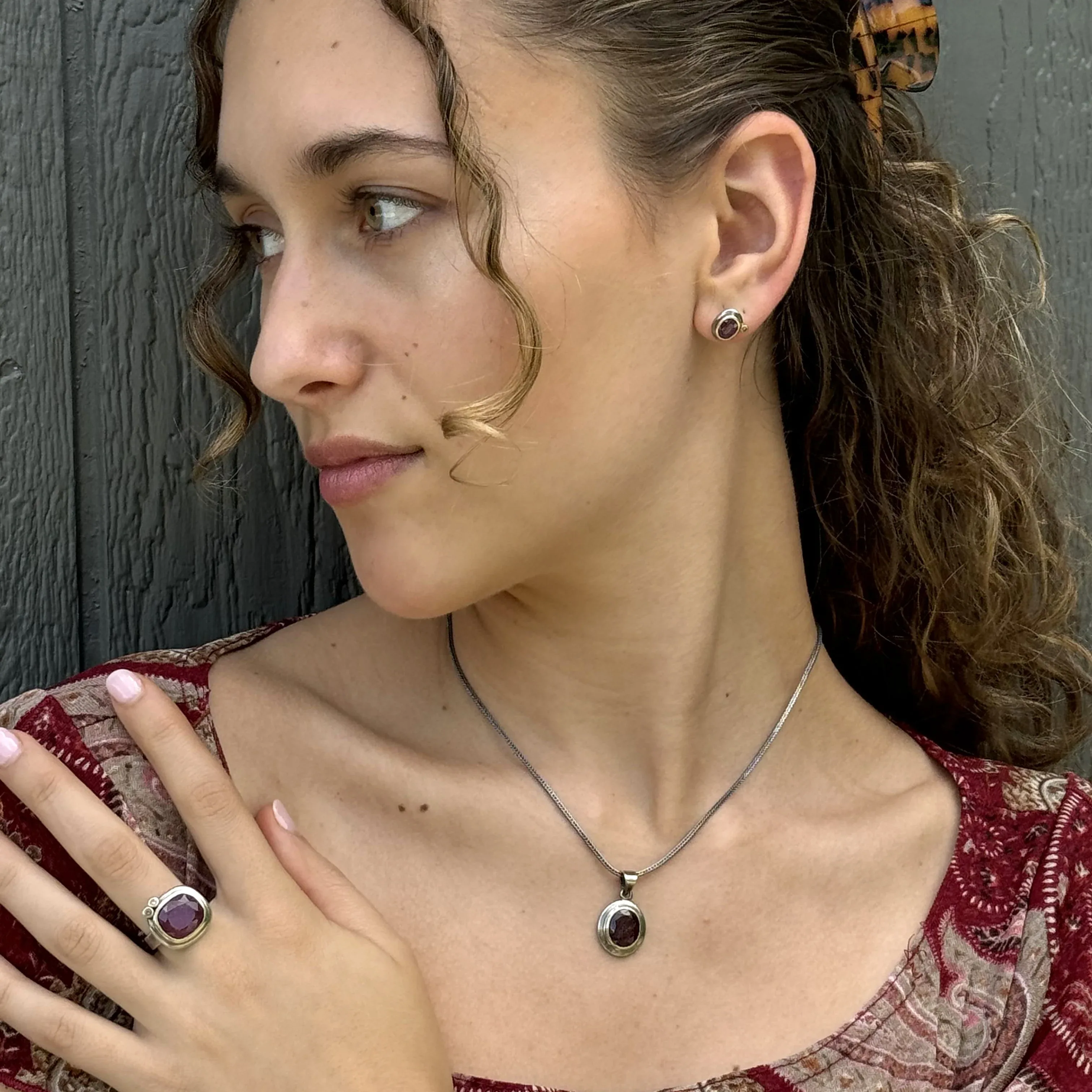 Ruby & 14k Post Earrings - Image 4