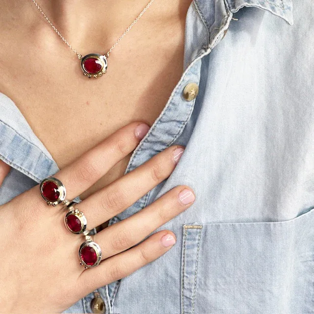 Ruby and 14k Necklace with Champagne Diamonds - Image 3