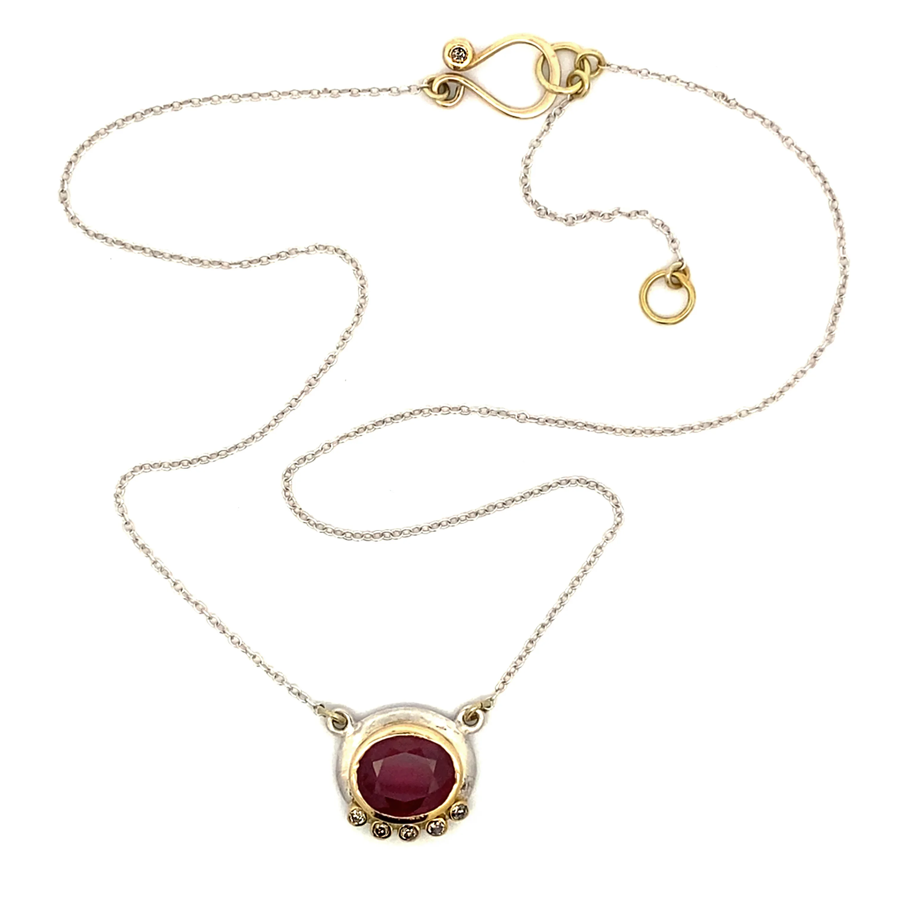 Ruby and 14k Necklace with Champagne Diamonds - Image 4