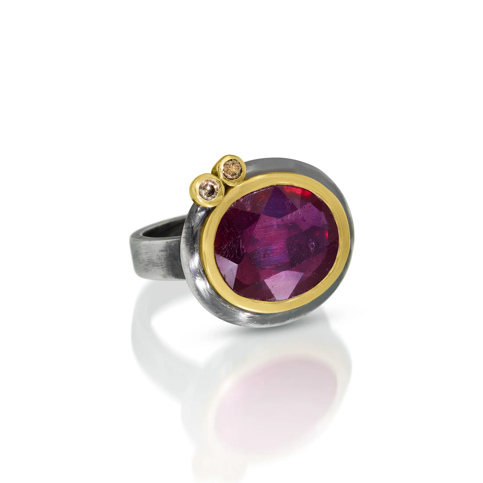 Ruby & 14k Ring with Champagne Diamond